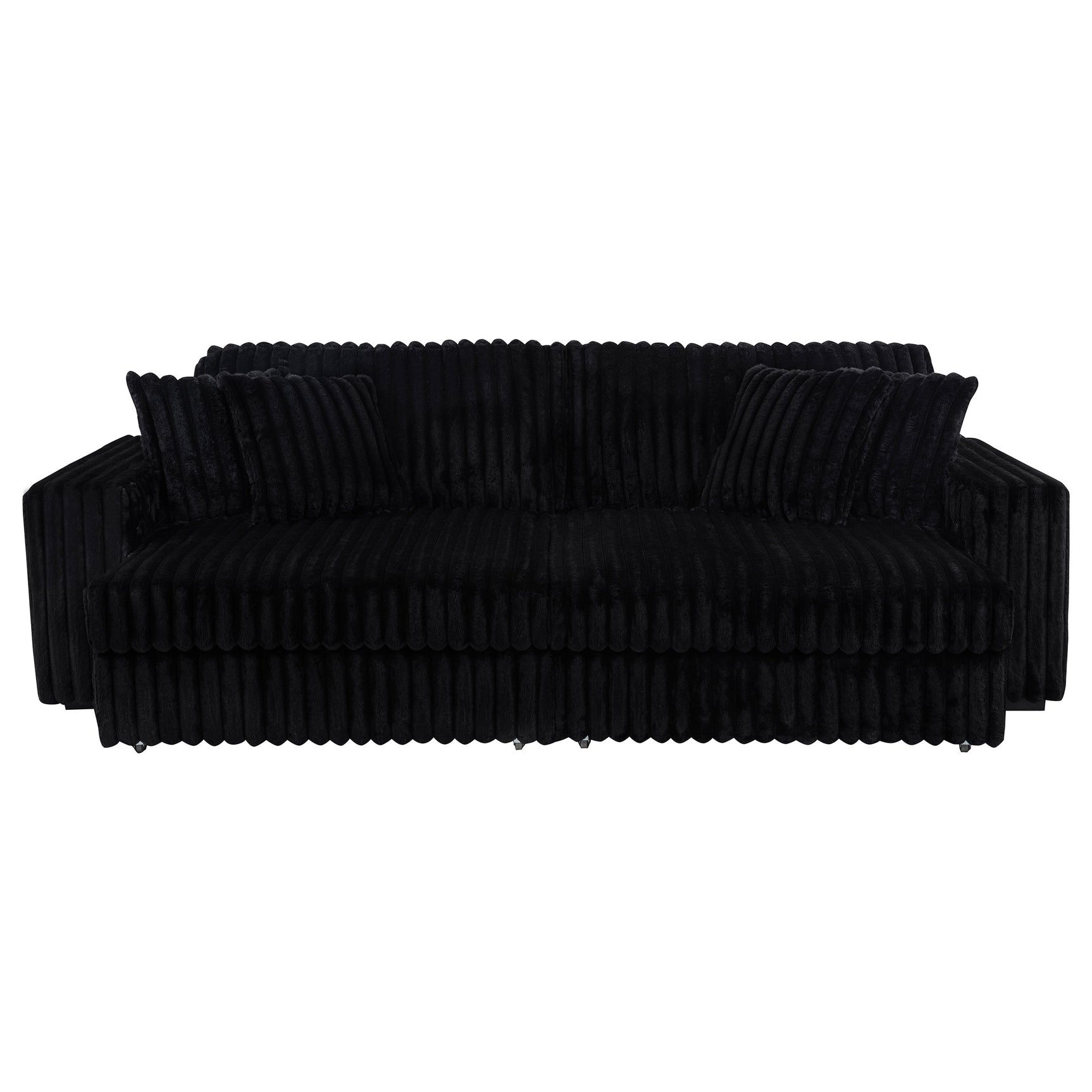 Jacana Corduroy Upholstered Dual Power Chaise Sofa Black
