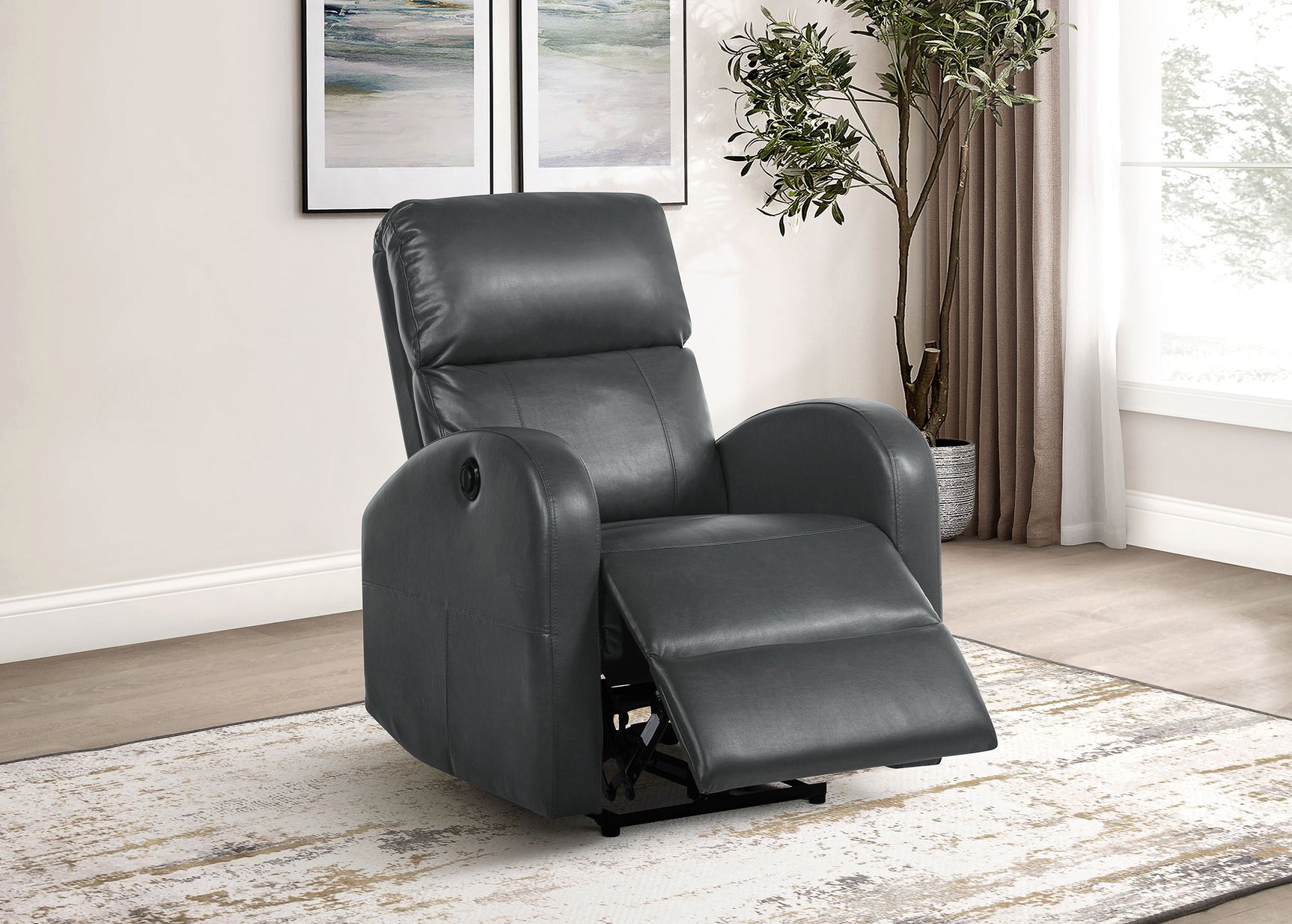 Grant Upholstered Power Recliner Chair Grey - Tampa Furniture Outlet