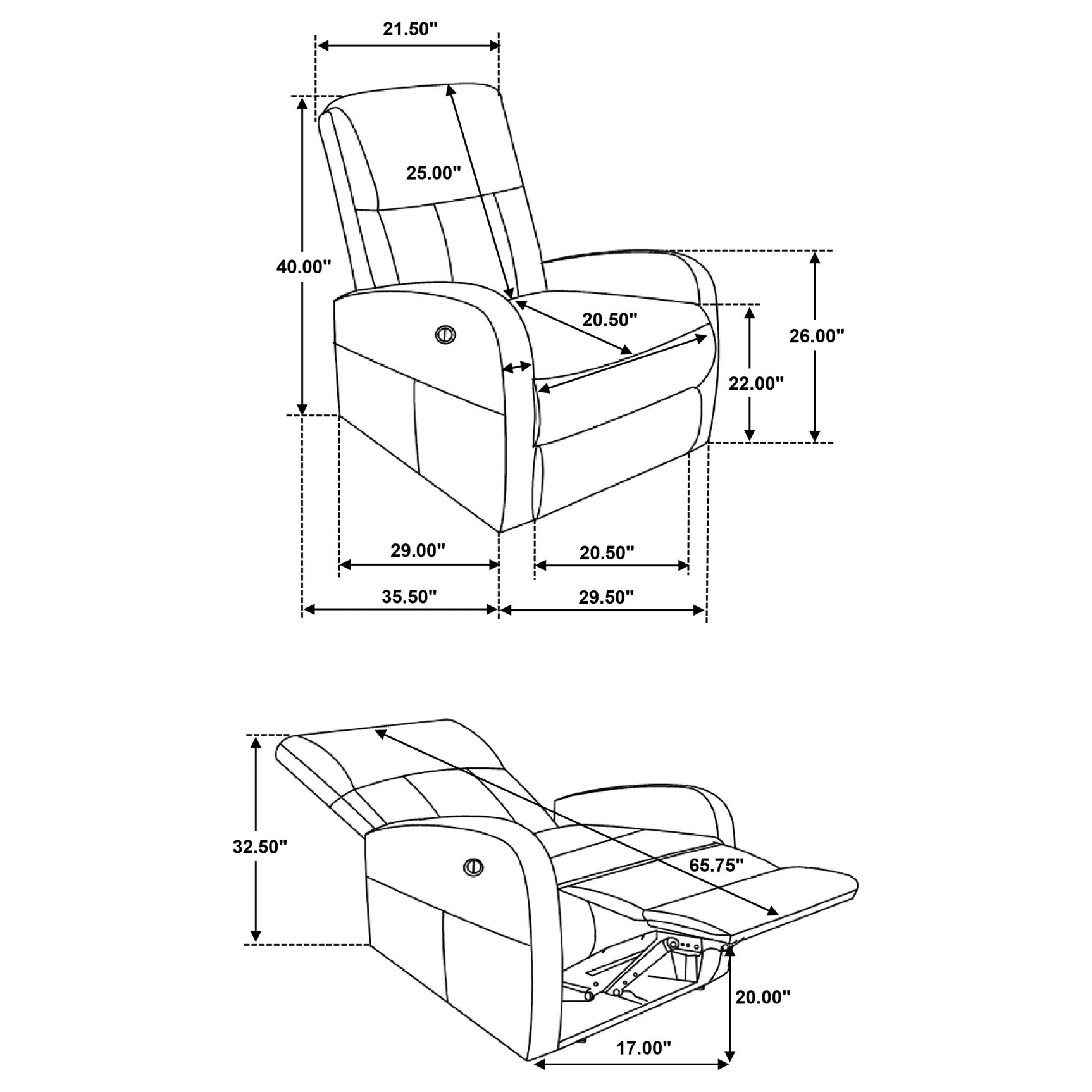 Grant Upholstered Power Recliner Chair Brown - Tampa Furniture Outlet