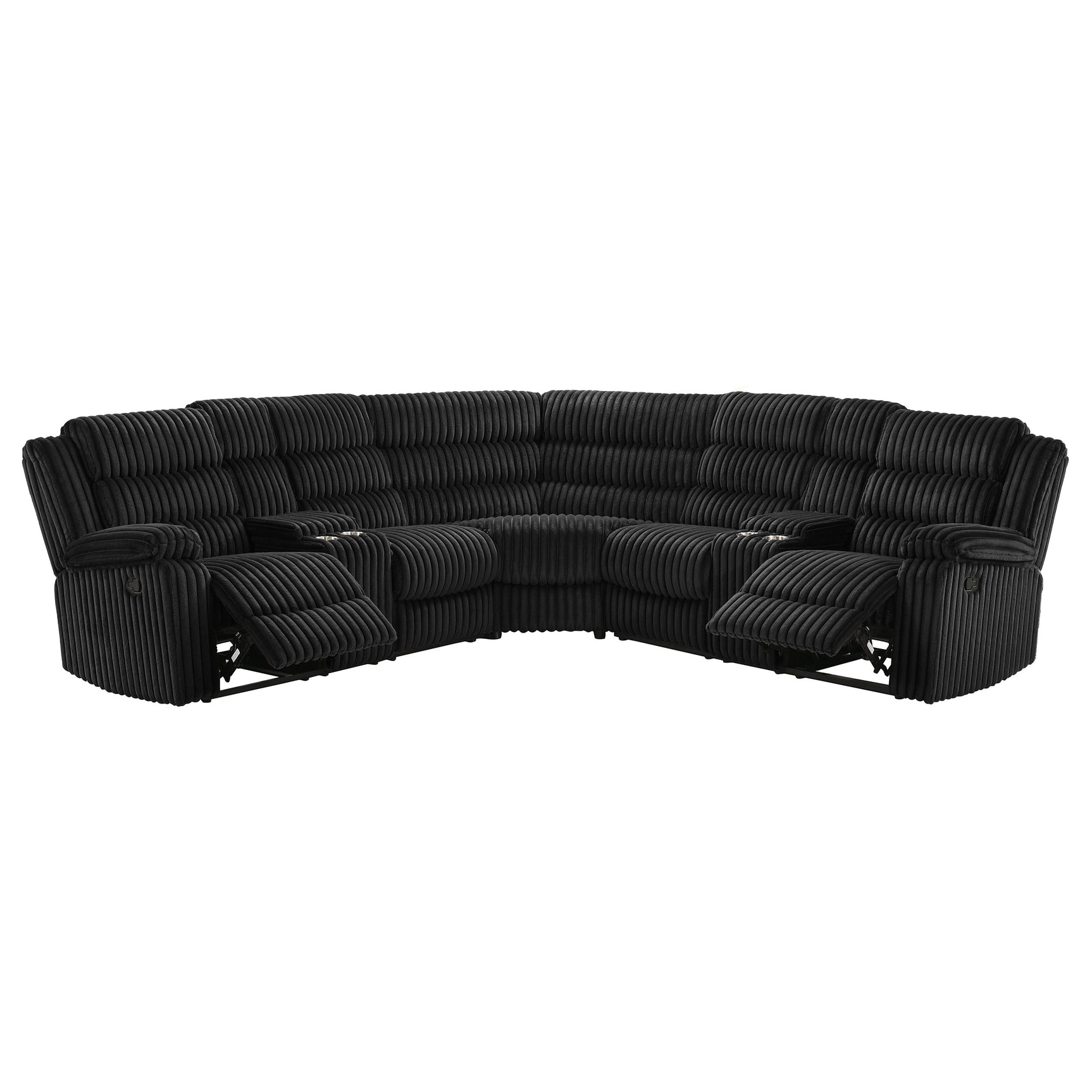 Tampa Furniture Outlet - Coaster - Atkinson Upholstered Reclining Sectional Sofa Black - 601520