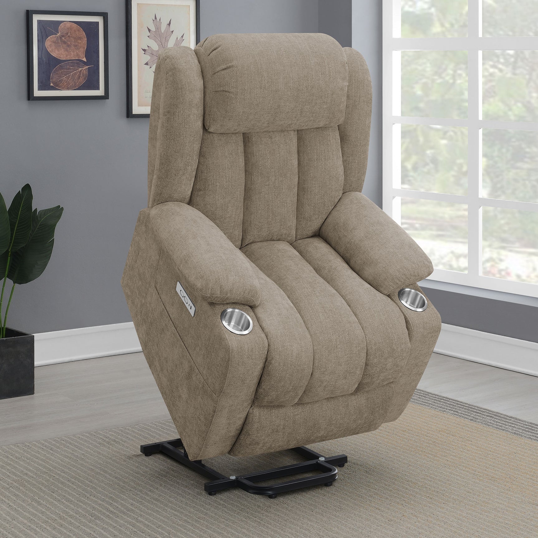 Houston Upholstered Power Lift Recliner Chair Camel - Tampa Furniture Outlet