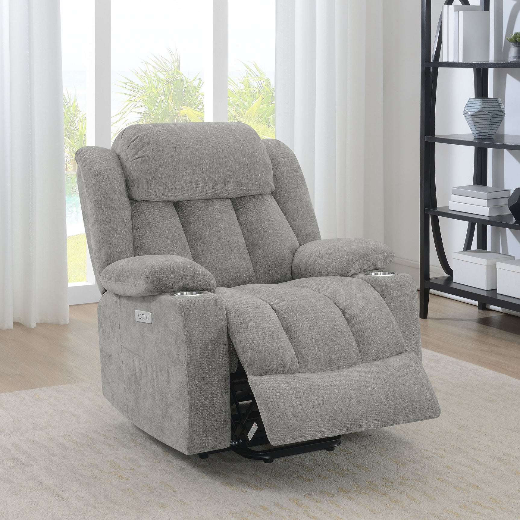 Houston Upholstered Power Lift Recliner Grey - Tampa Furniture Outlet