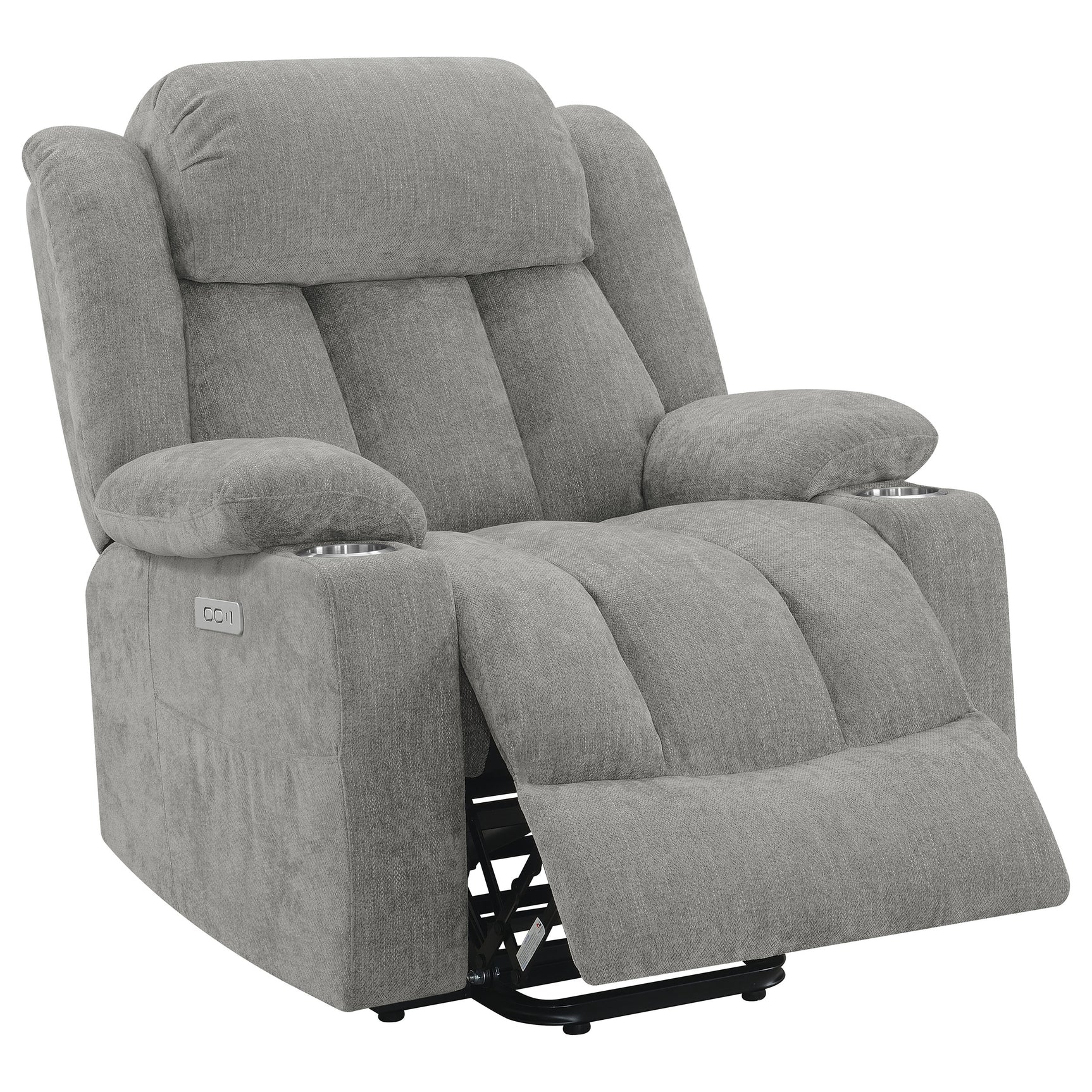 Houston Upholstered Power Lift Recliner Grey - Tampa Furniture Outlet