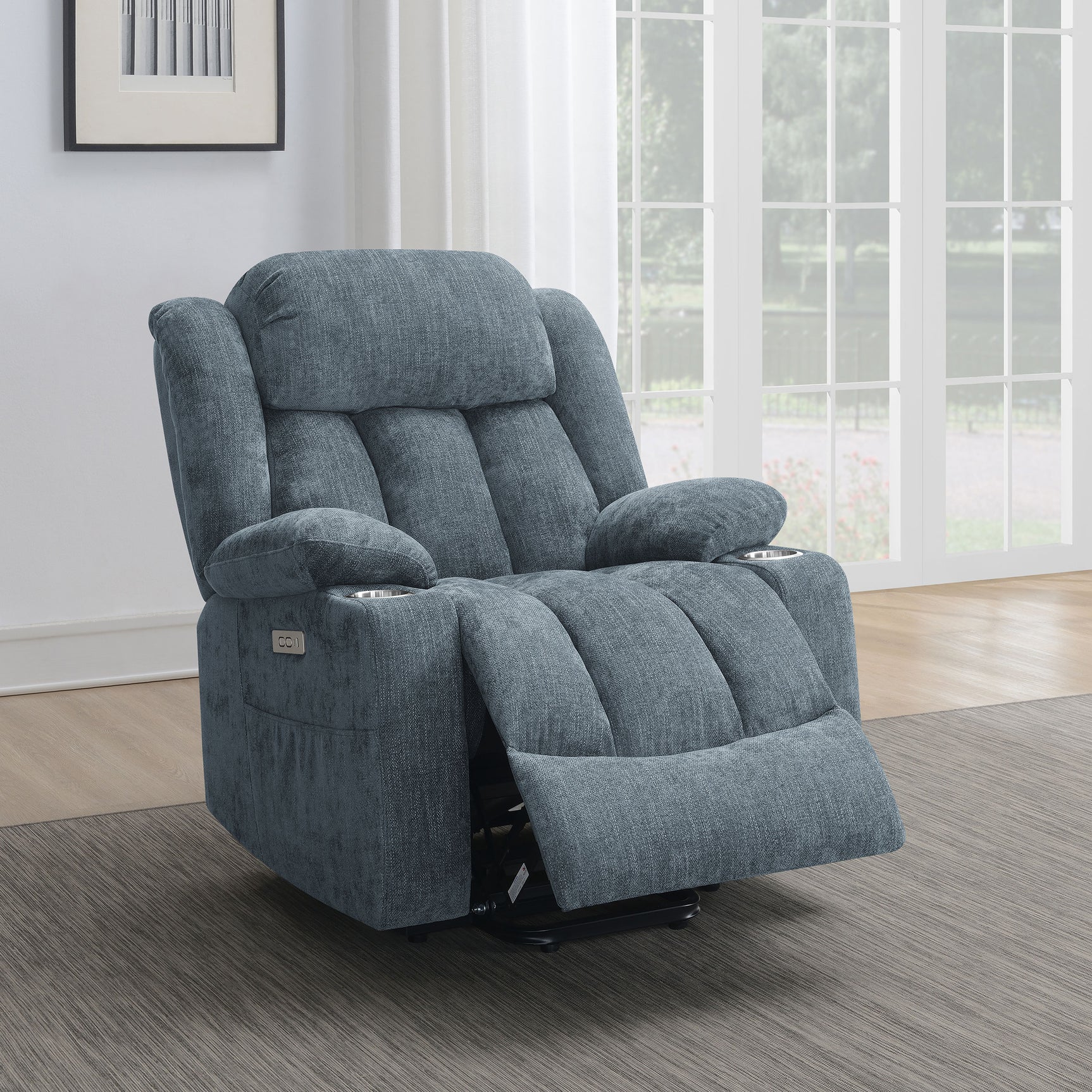 Houston Upholstered Power Lift Recliner Slate Blue - Tampa Furniture Outlet