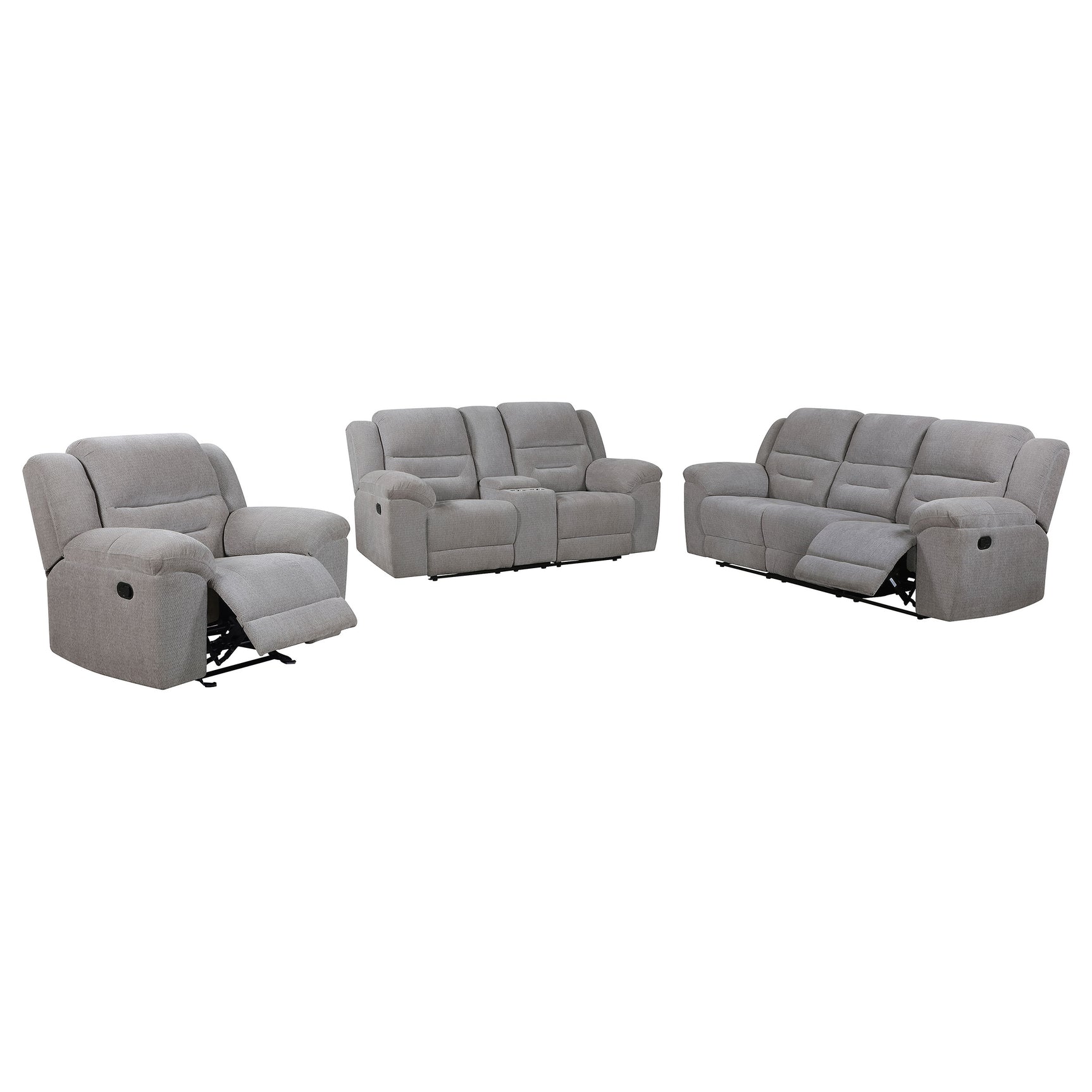 Gilson 3-piece Chenille Upholstered Reclining Sofa Set Grey - Tampa Furniture Outlet
