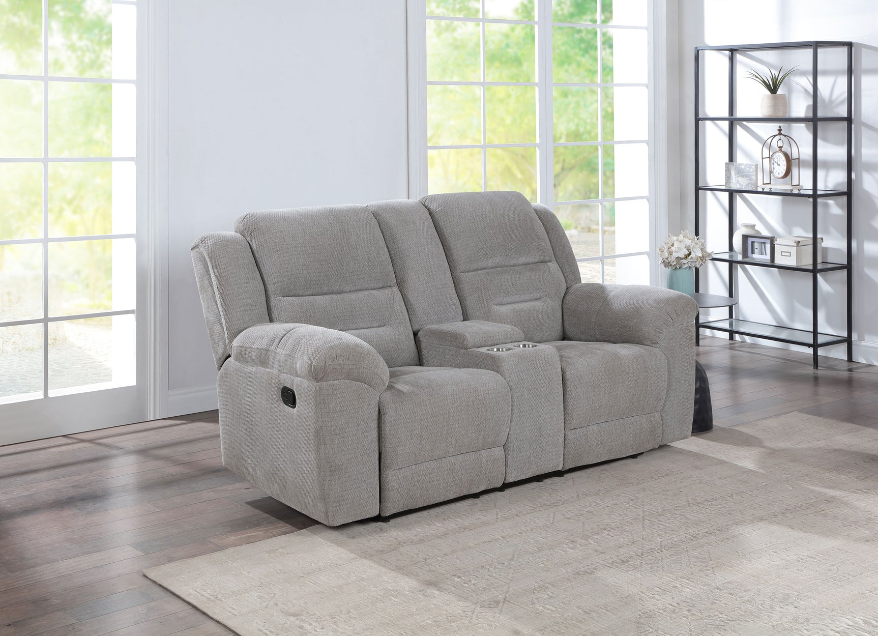 Gilson Chenille Upholstered Reclining Loveseat Grey - Tampa Furniture Outlet