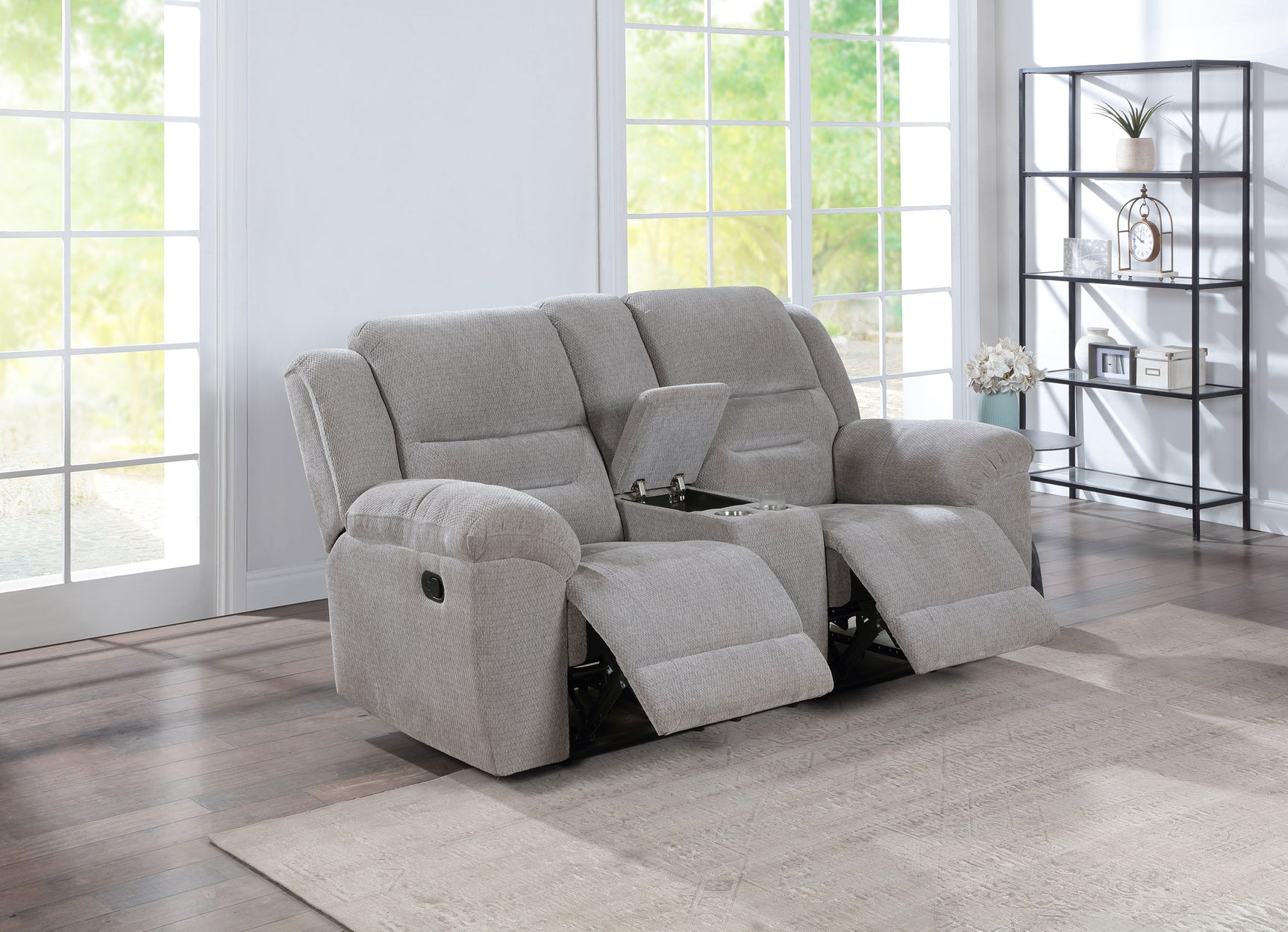 Gilson Chenille Upholstered Reclining Loveseat Grey - Tampa Furniture Outlet