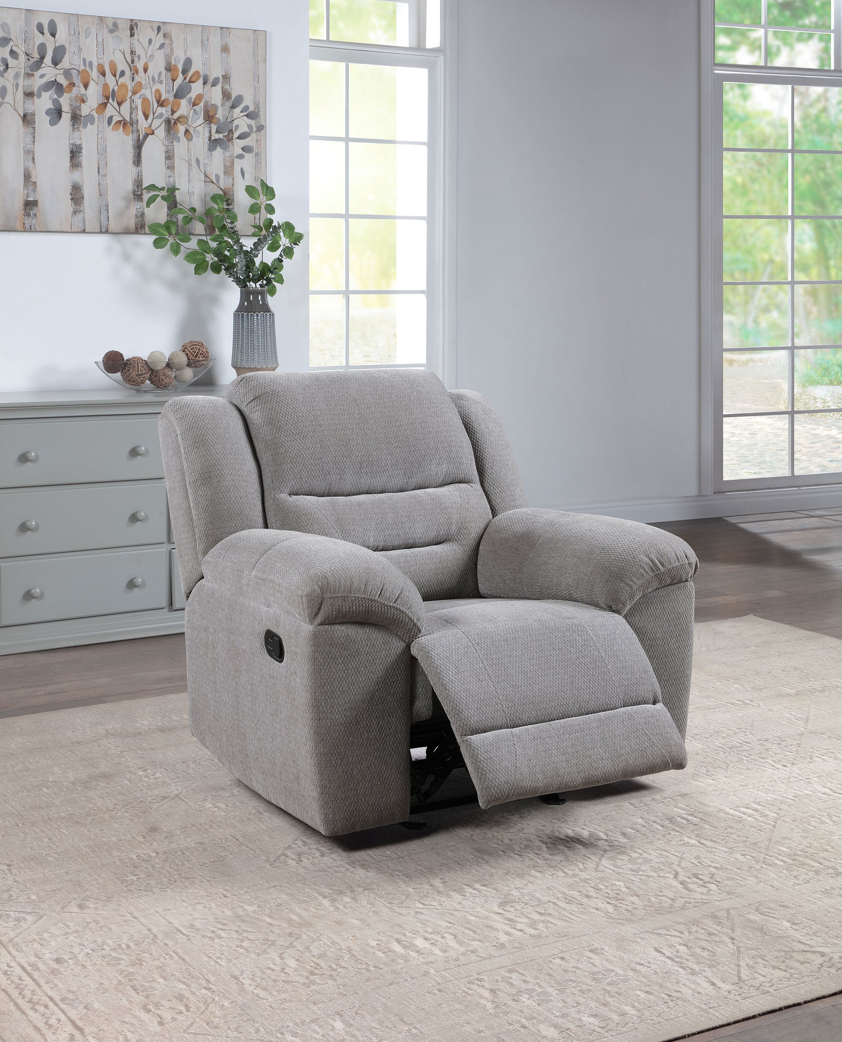Gilson Chenille Upholstered Glider Recliner Chair Grey - Tampa Furniture Outlet