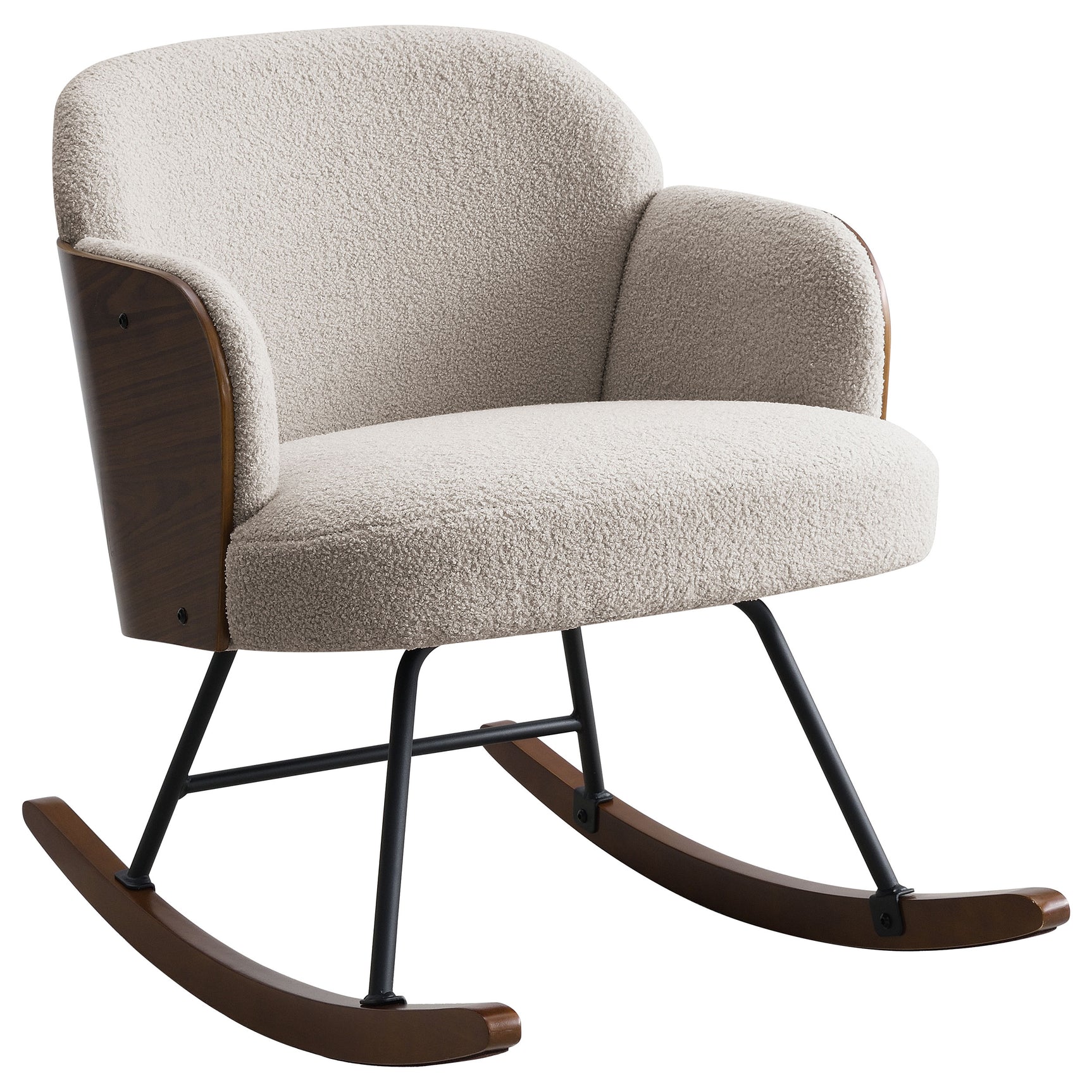 Tampa Furniture Outlet - Coaster - Paige Boucle Upholstered Mid Back Rocking Chair Beige - 602625