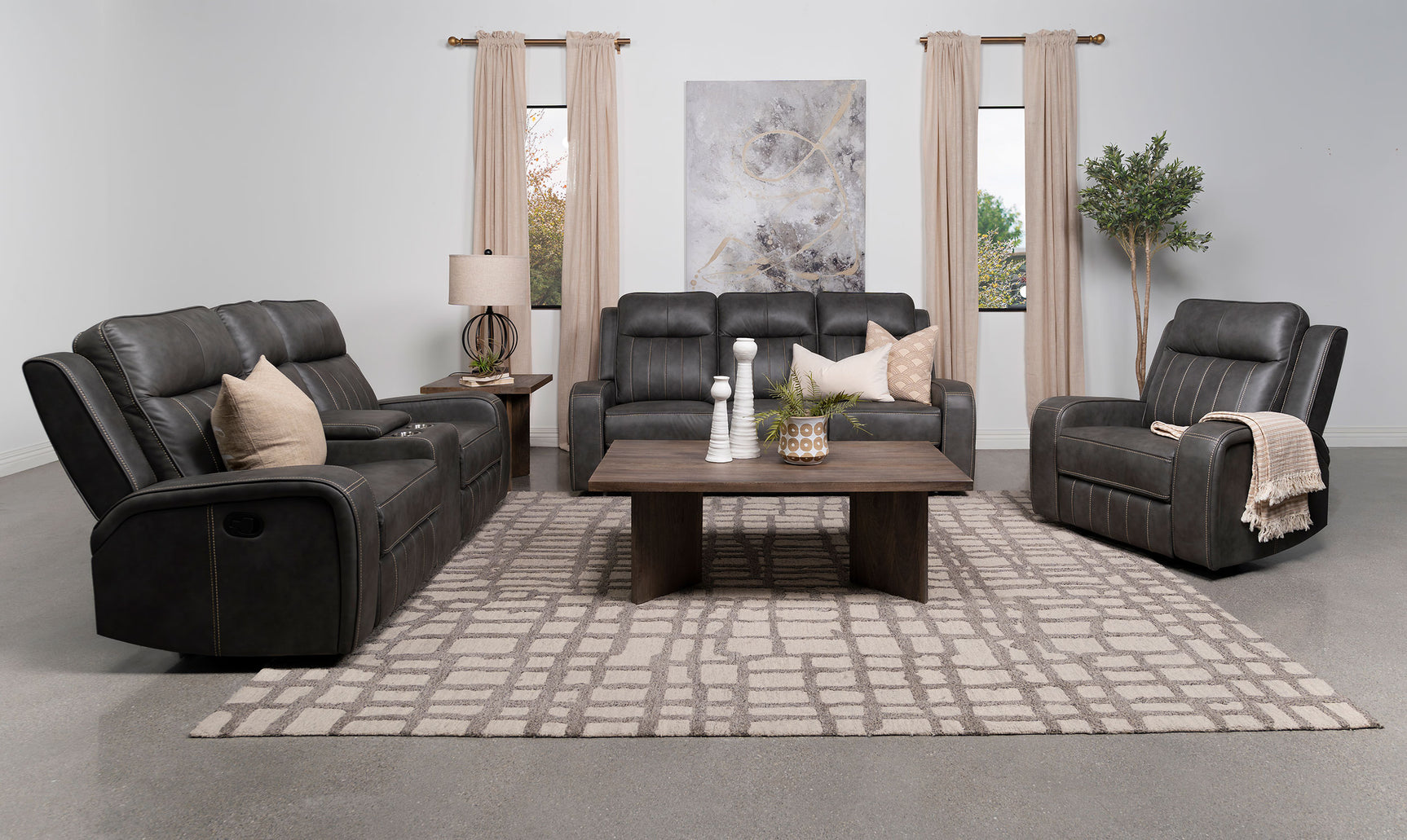 Tampa Furniture Outlet - Coaster - Raelynn 3-piece Upholstered Reclining Sofa Set Grey - 603191-S3