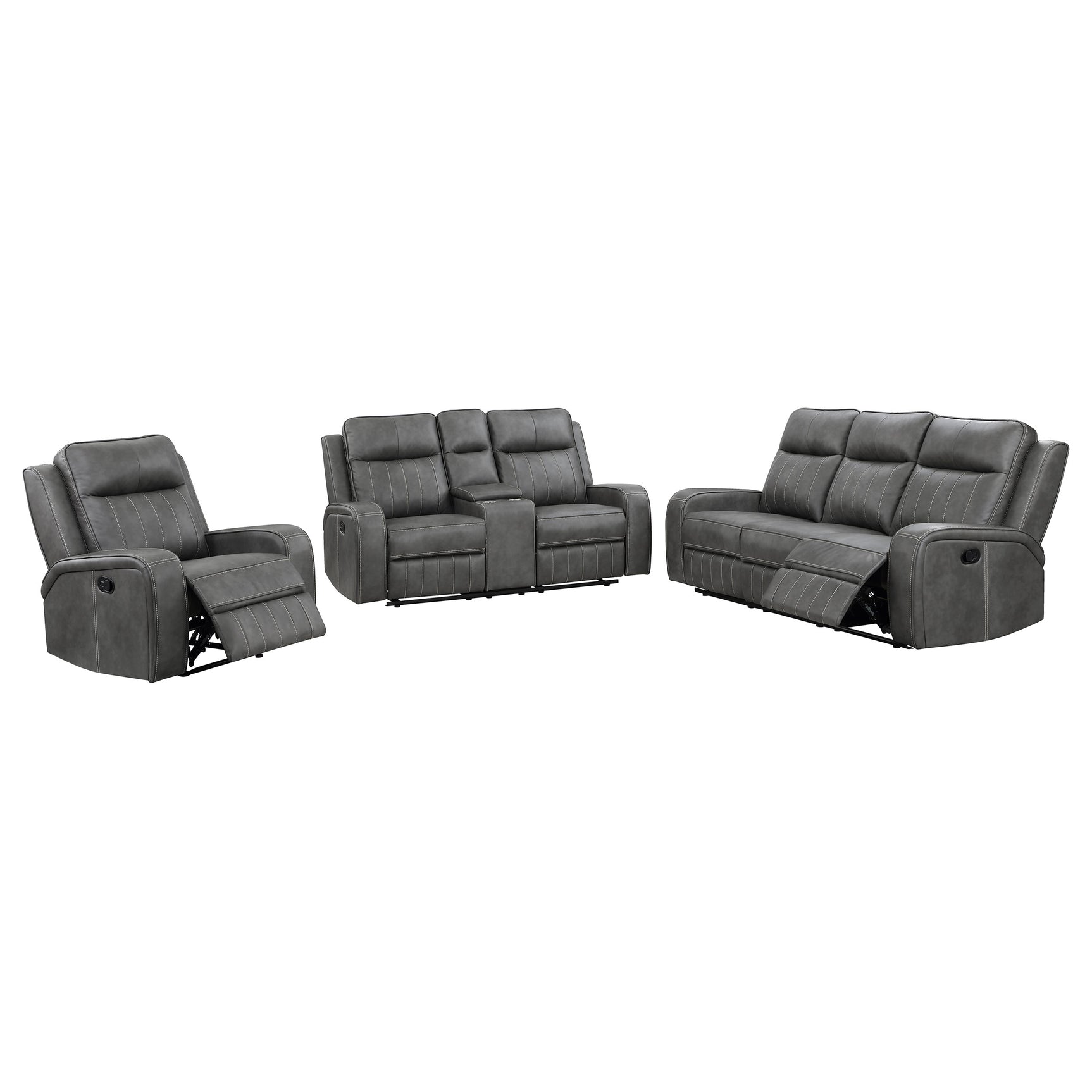 Raelynn 3-piece Upholstered Reclining Sofa Set Grey - Tampa Furniture Outlet