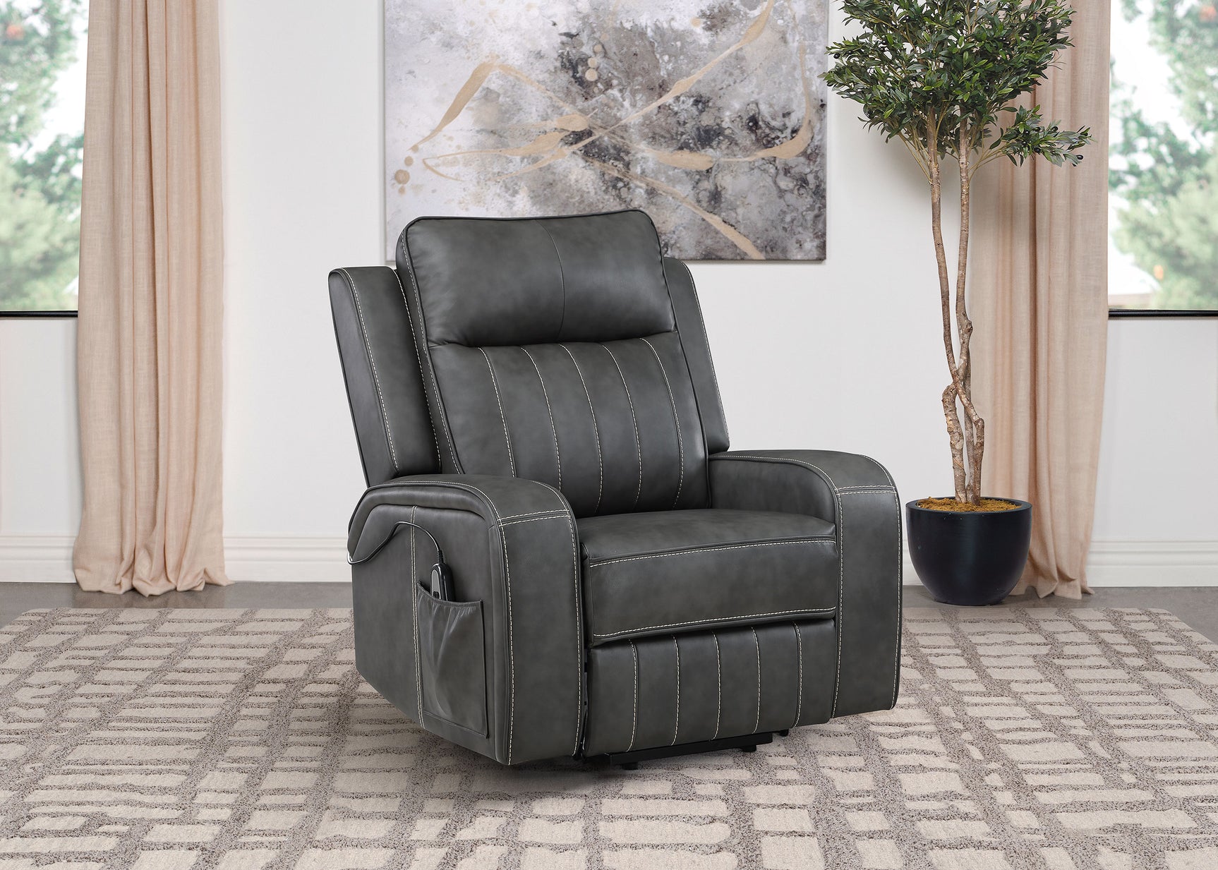 Raelynn Upholstered Power Lift Recliner Chair Grey - Tampa Furniture Outlet