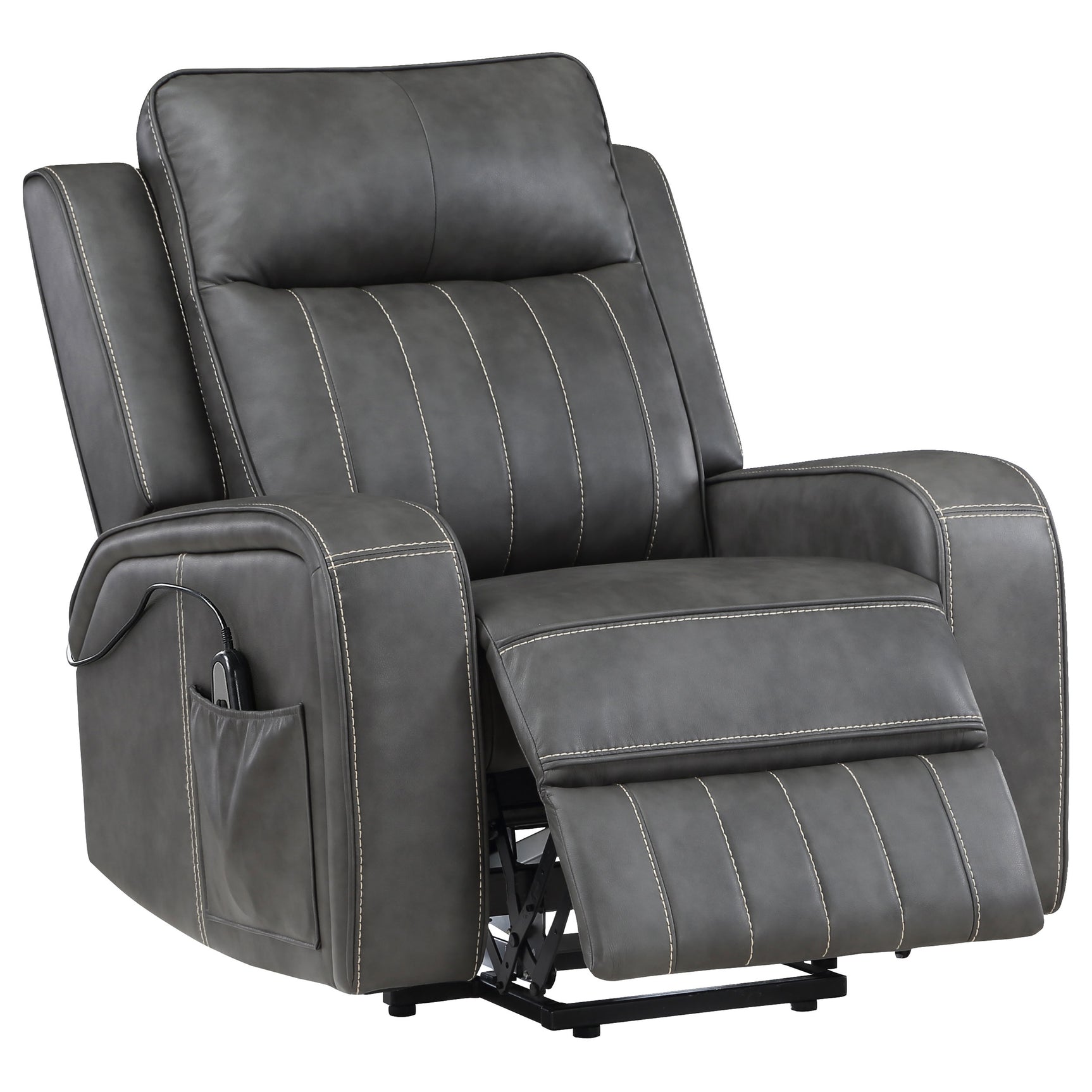 Tampa Furniture Outlet - Coaster - Raelynn Upholstered Power Lift Recliner Chair Grey - 603194P