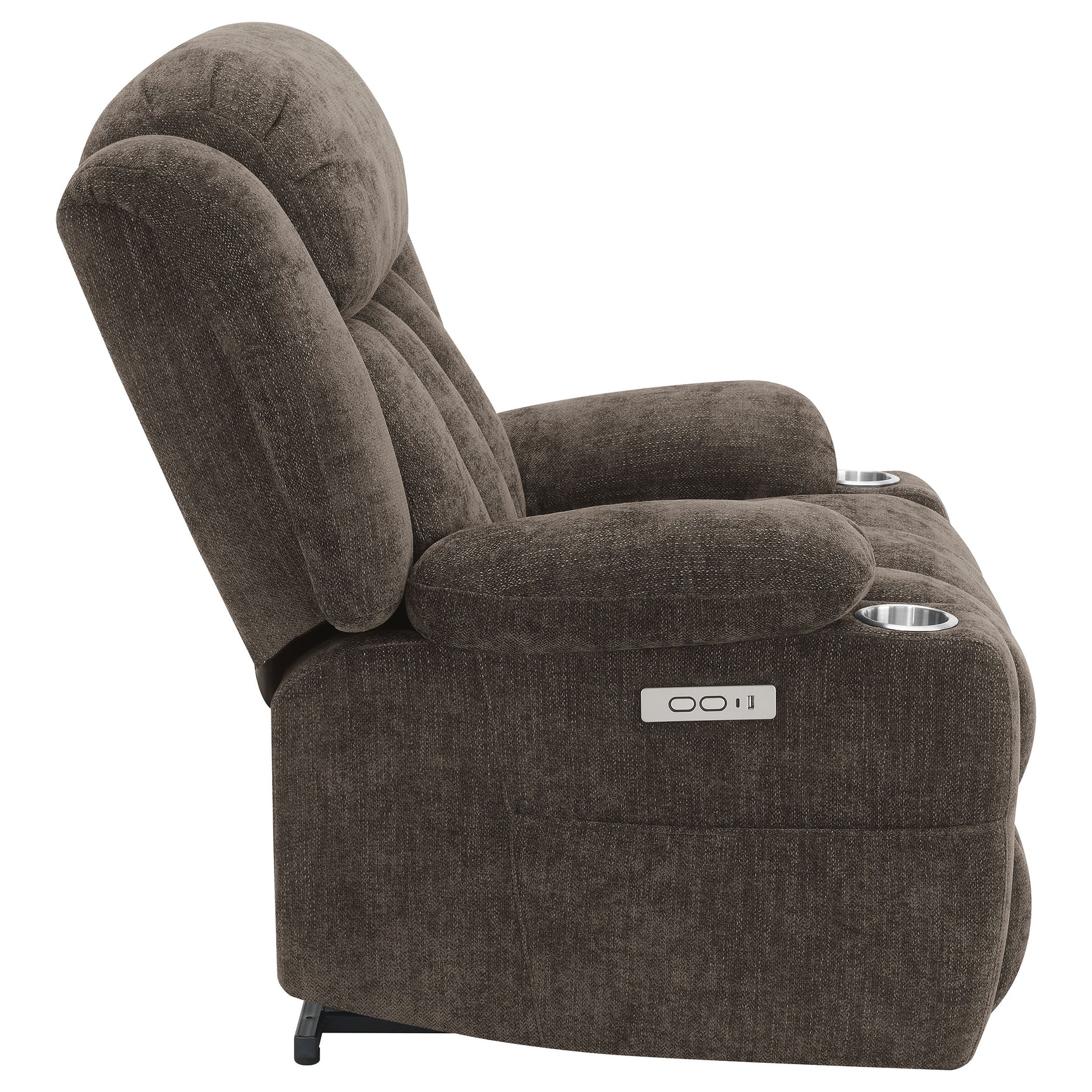 Houston Upholstered Power Lift Recliner Chair Dark Brown - Tampa Furniture Outlet