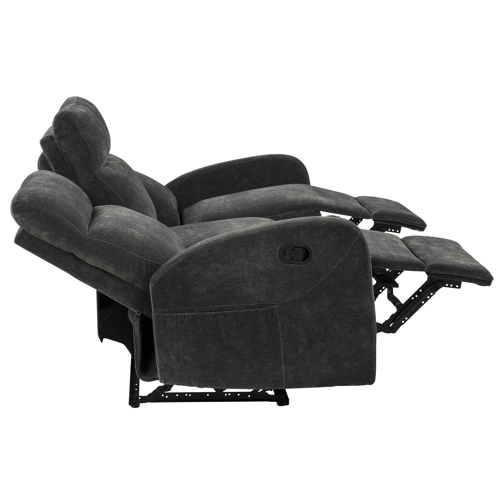 Hamilton Chenille Manual Reclining Sofa Charcoal Grey
