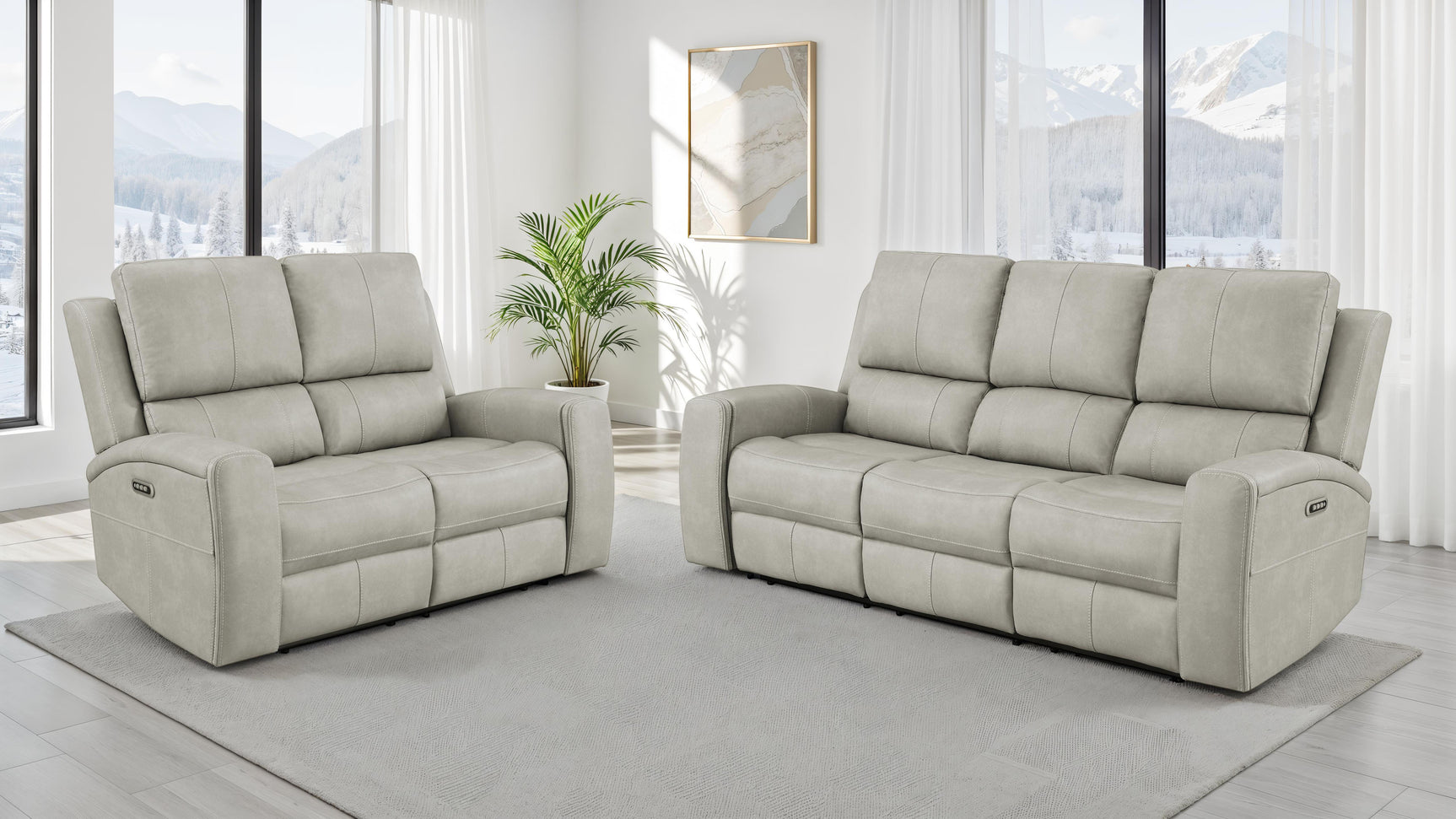 Tampa Furniture Outlet - Coaster - Brickston 2-piece Triple Power Reclining Sofa Set Grey - 603434PPP-S2