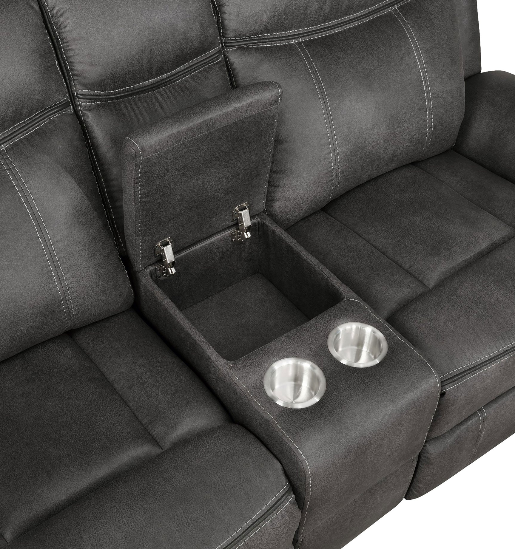 Lawrence 3-piece Upholstered Reclining Sofa Set Charcoal - Tampa Furniture Outlet