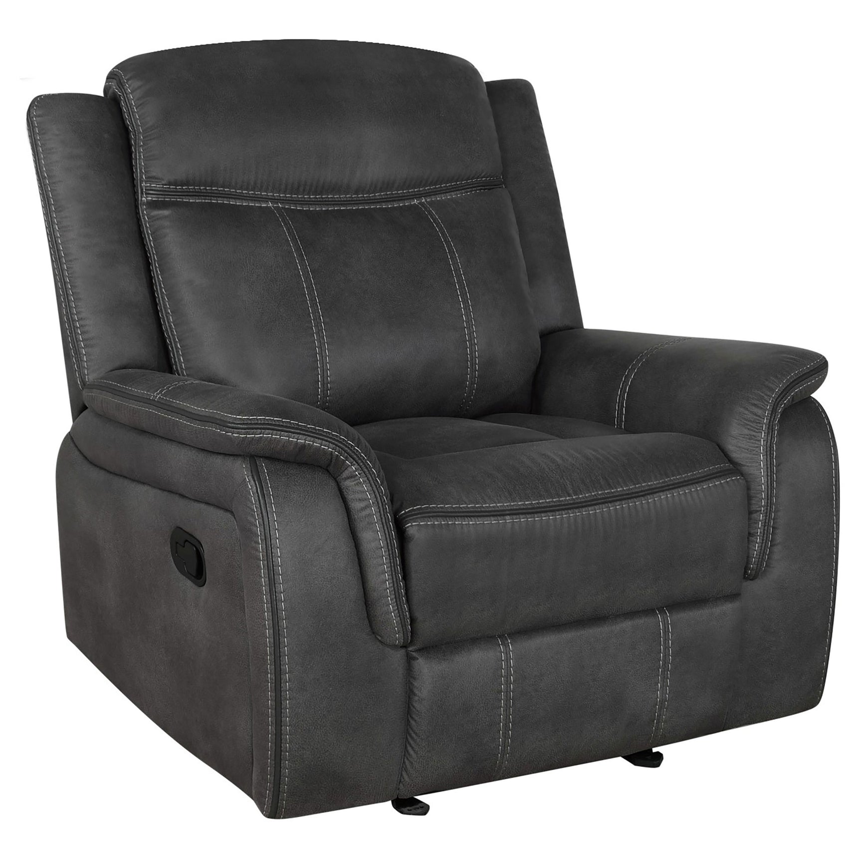Tampa Furniture Outlet - Coaster - Lawrence Upholstered Padded Arm Glider Recliner Charcoal - 603506