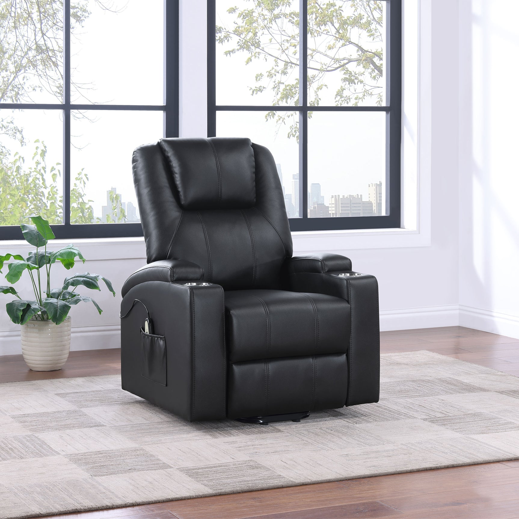 Armstrong Upholstered Power Lift Massage Recliner Espresso - Tampa Furniture Outlet