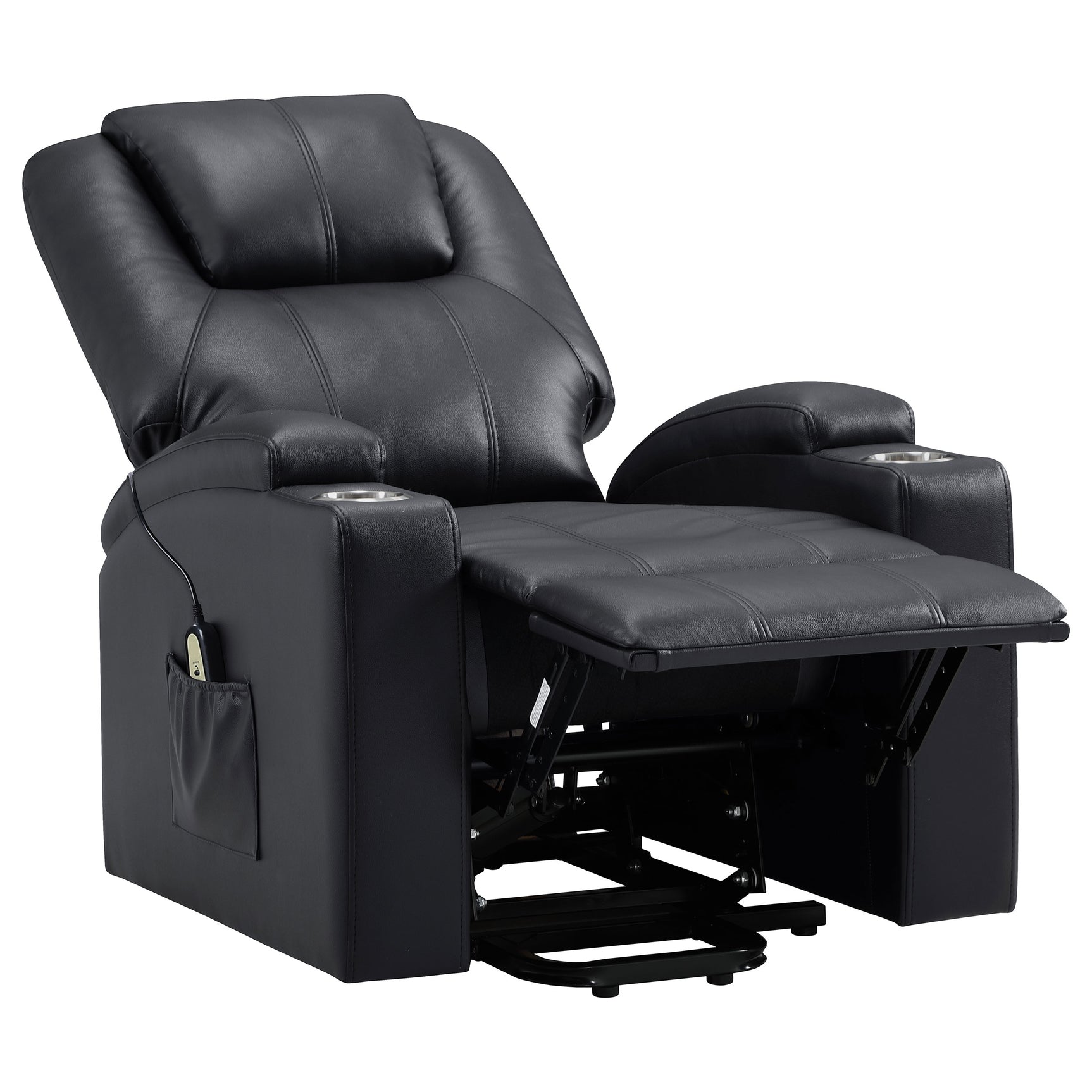 Armstrong Upholstered Power Lift Massage Recliner Espresso - Tampa Furniture Outlet