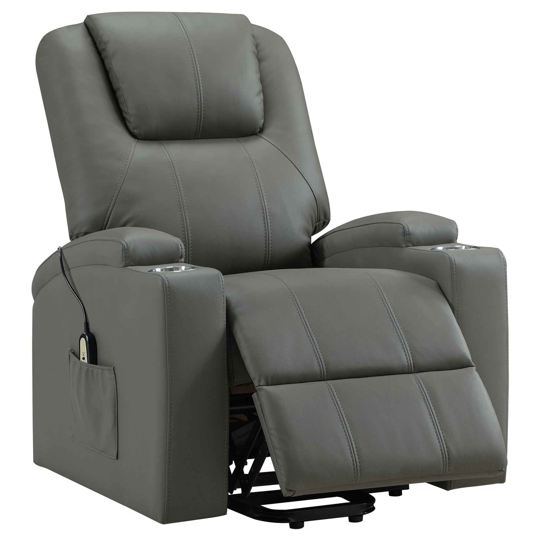 Tampa Furniture Outlet - Coaster - Armstrong Upholstered Power Lift Massage Recliner Grey - 609478P
