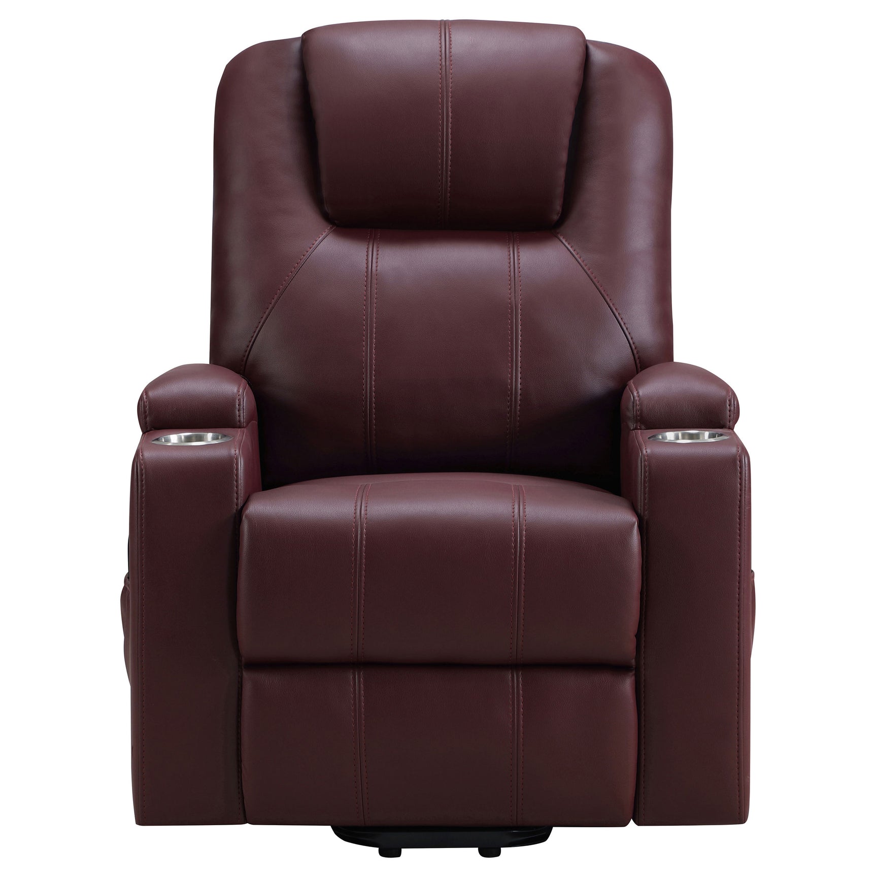 Armstrong Upholstered Power Lift Massage Recliner Wine - Tampa Furniture Outlet