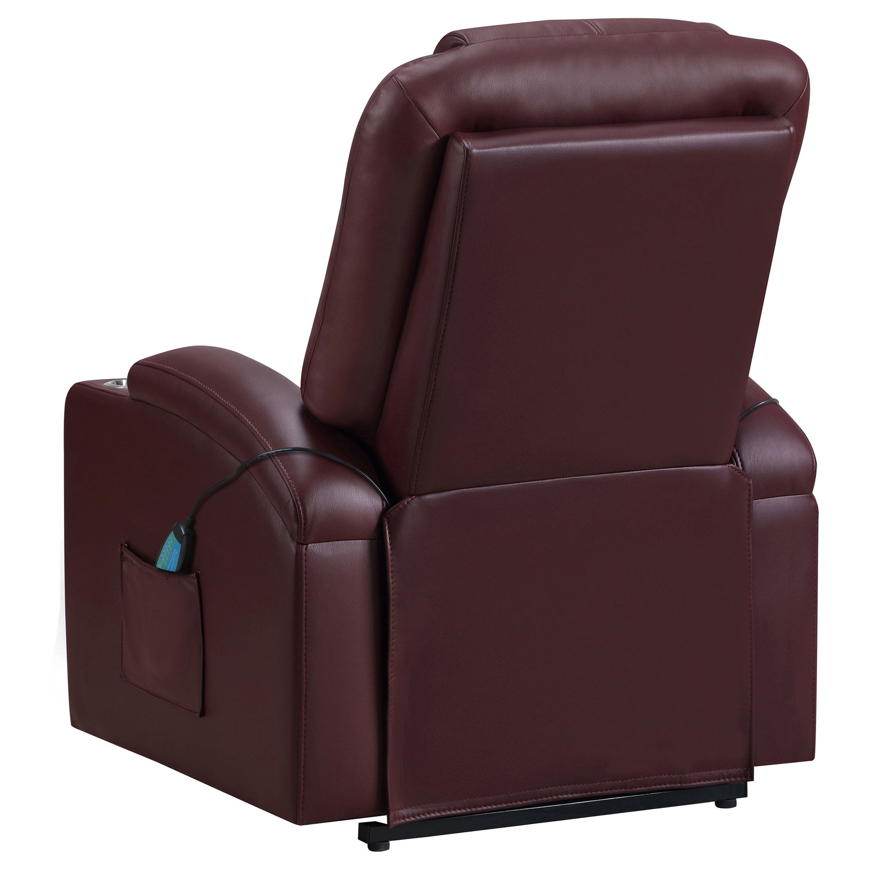 Armstrong Upholstered Power Lift Massage Recliner Wine - Tampa Furniture Outlet
