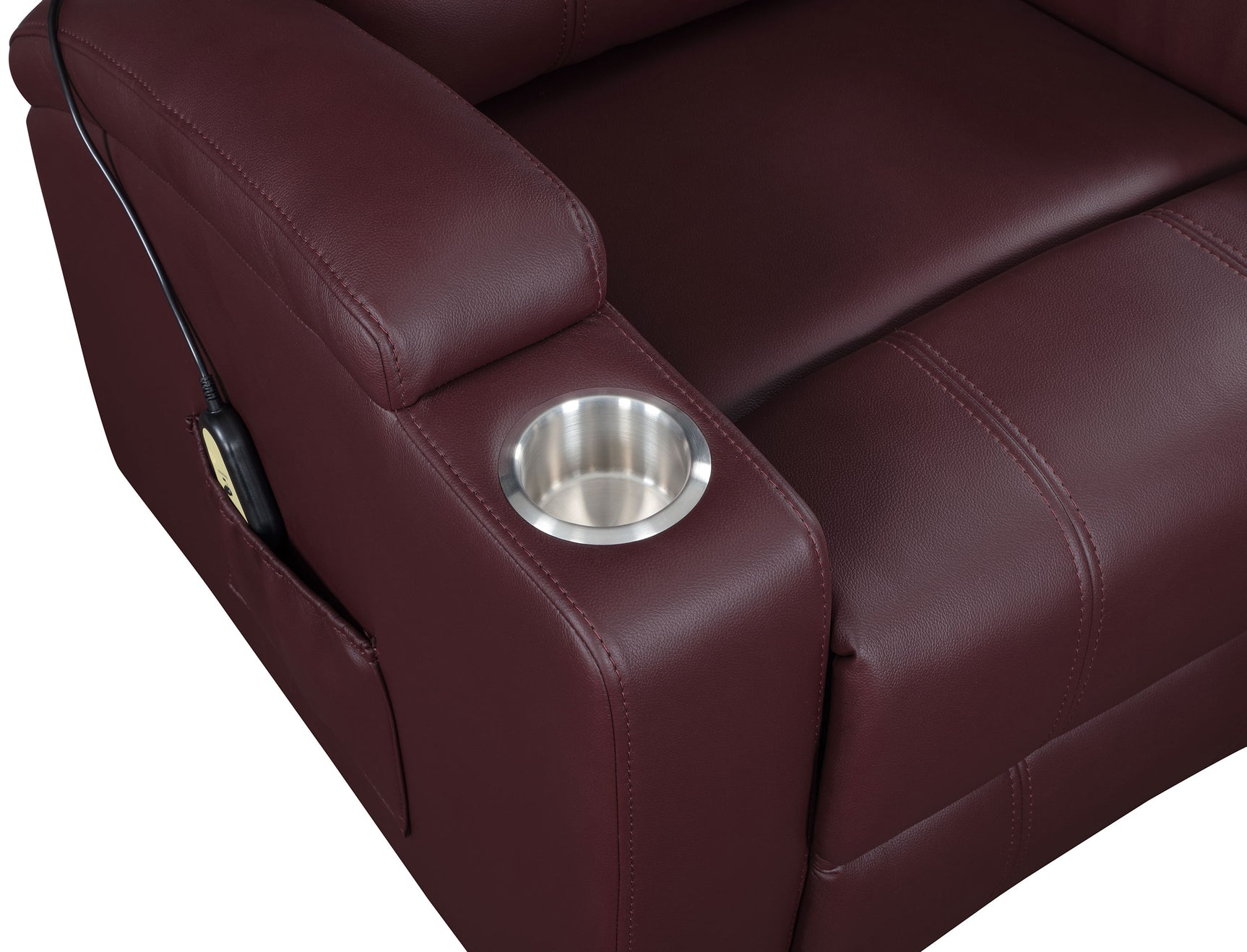 Armstrong Upholstered Power Lift Massage Recliner Wine - Tampa Furniture Outlet