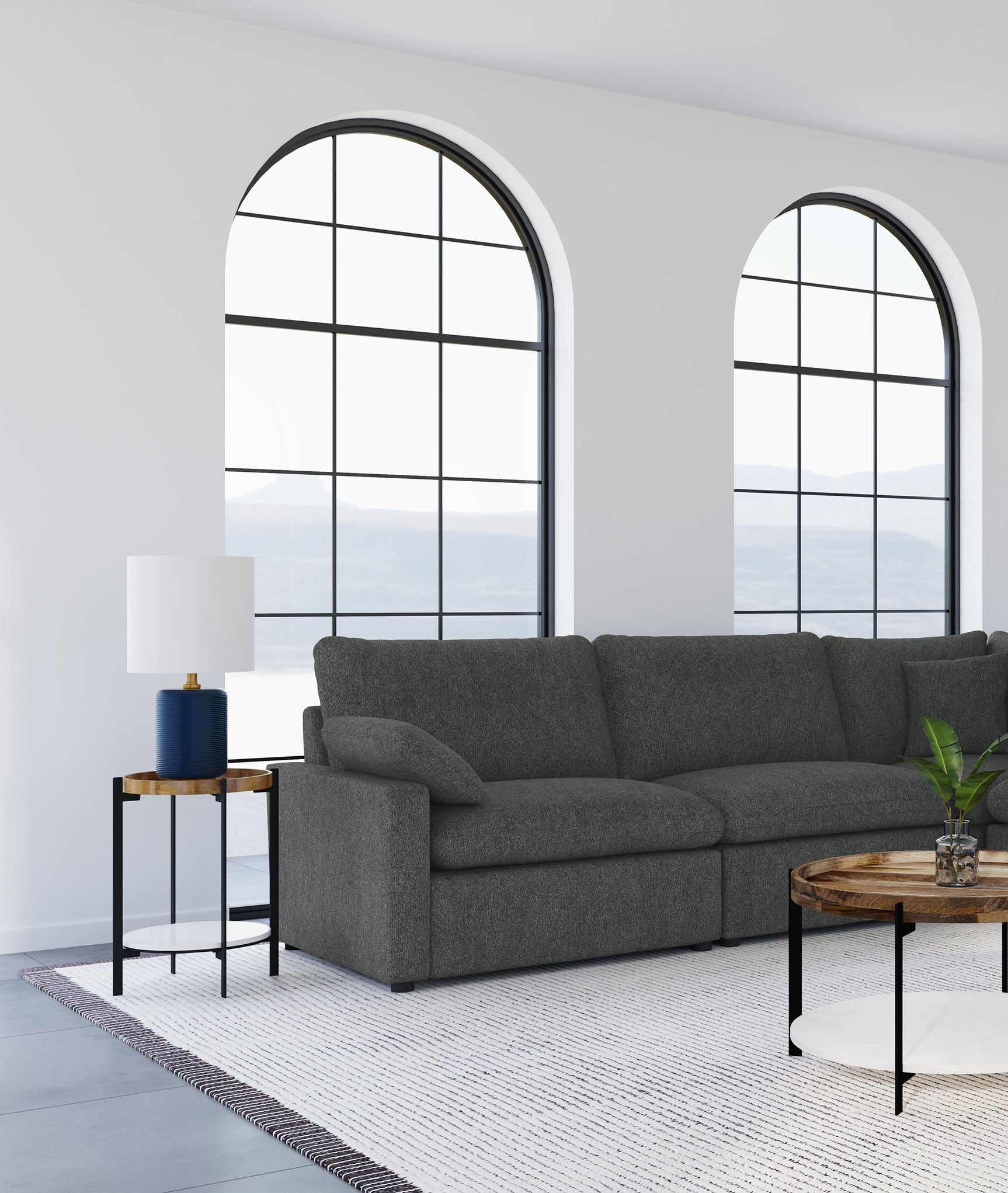 Collins Modular Power Armless Recliner Dark Grey - Tampa Furniture Outlet