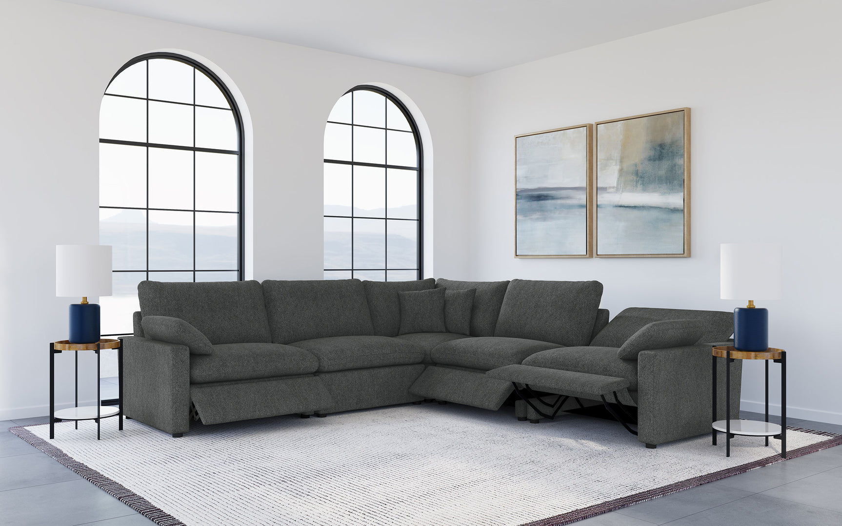 Collins Modular Power Armless Recliner Dark Grey - Tampa Furniture Outlet