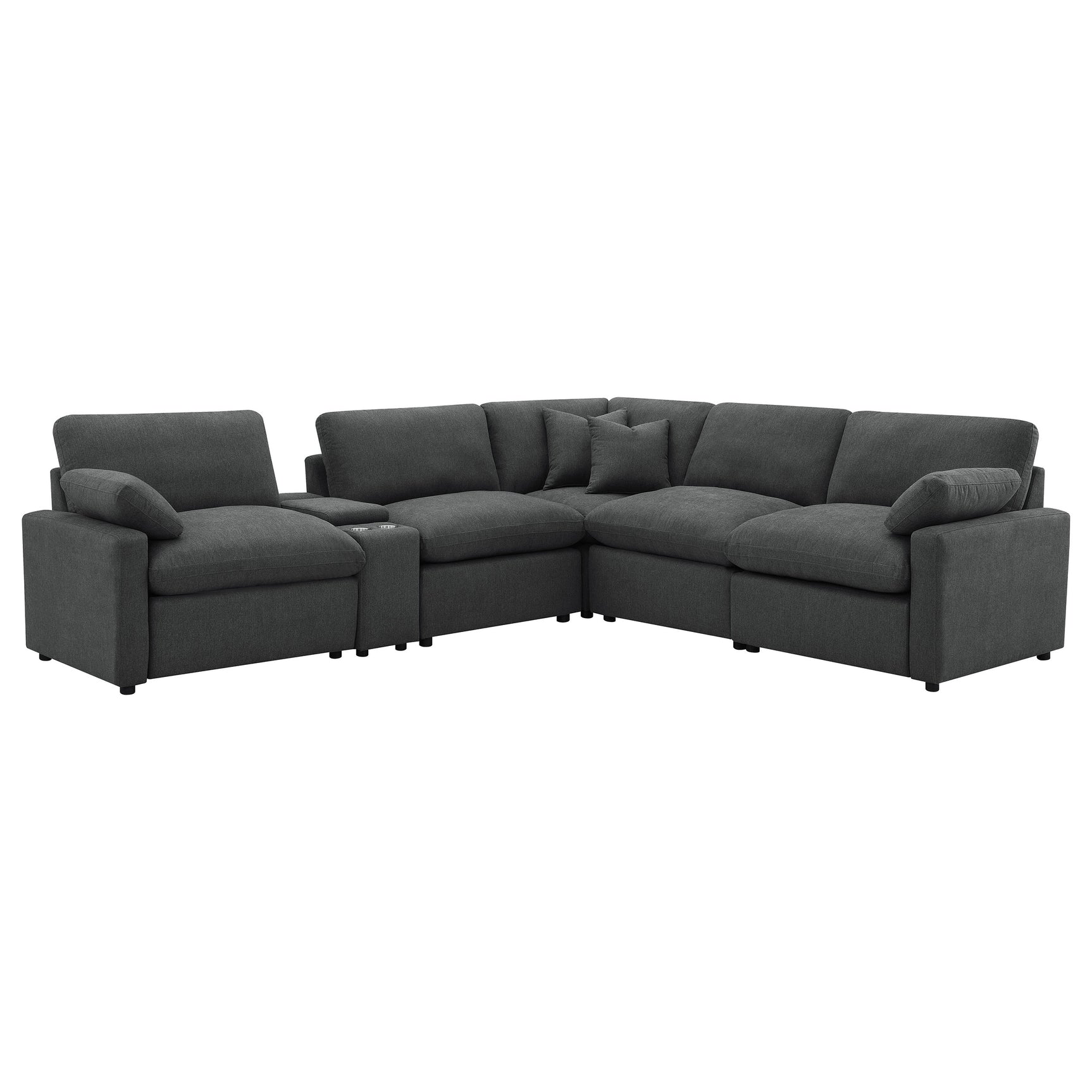 Collins 6-piece Modular Power Reclining Sectional Dark Grey - Tampa Furniture Outlet