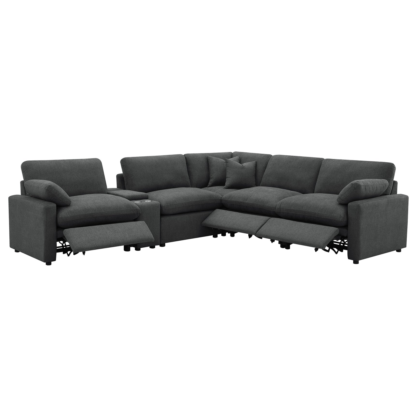 Collins 6-piece Modular Power Reclining Sectional Dark Grey - Tampa Furniture Outlet