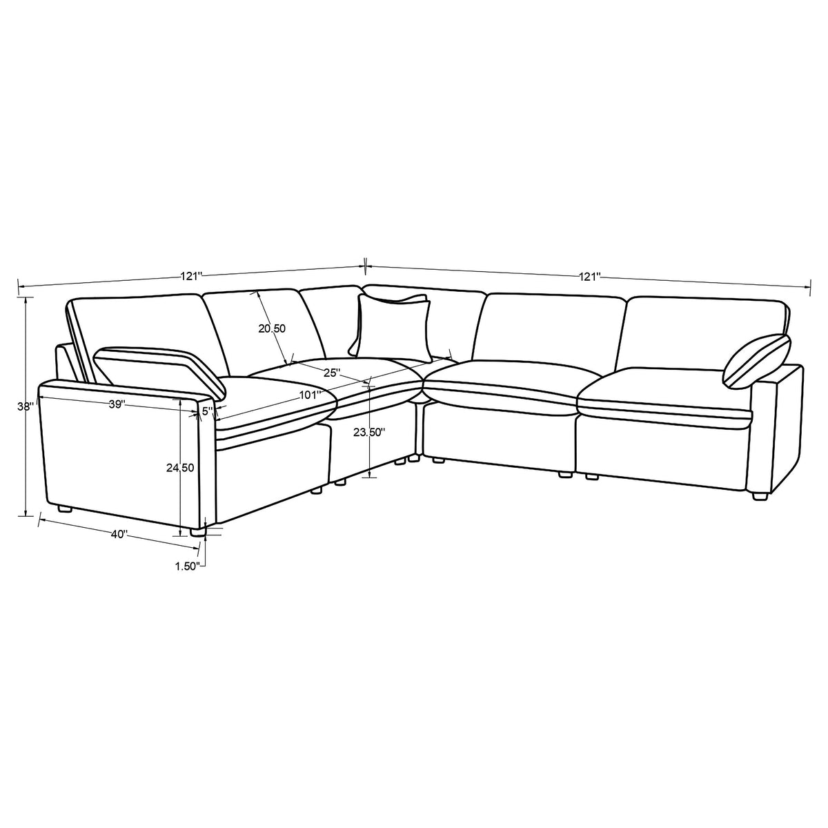 Collins 5-piece Modular Power Reclining Sectional Dark Grey