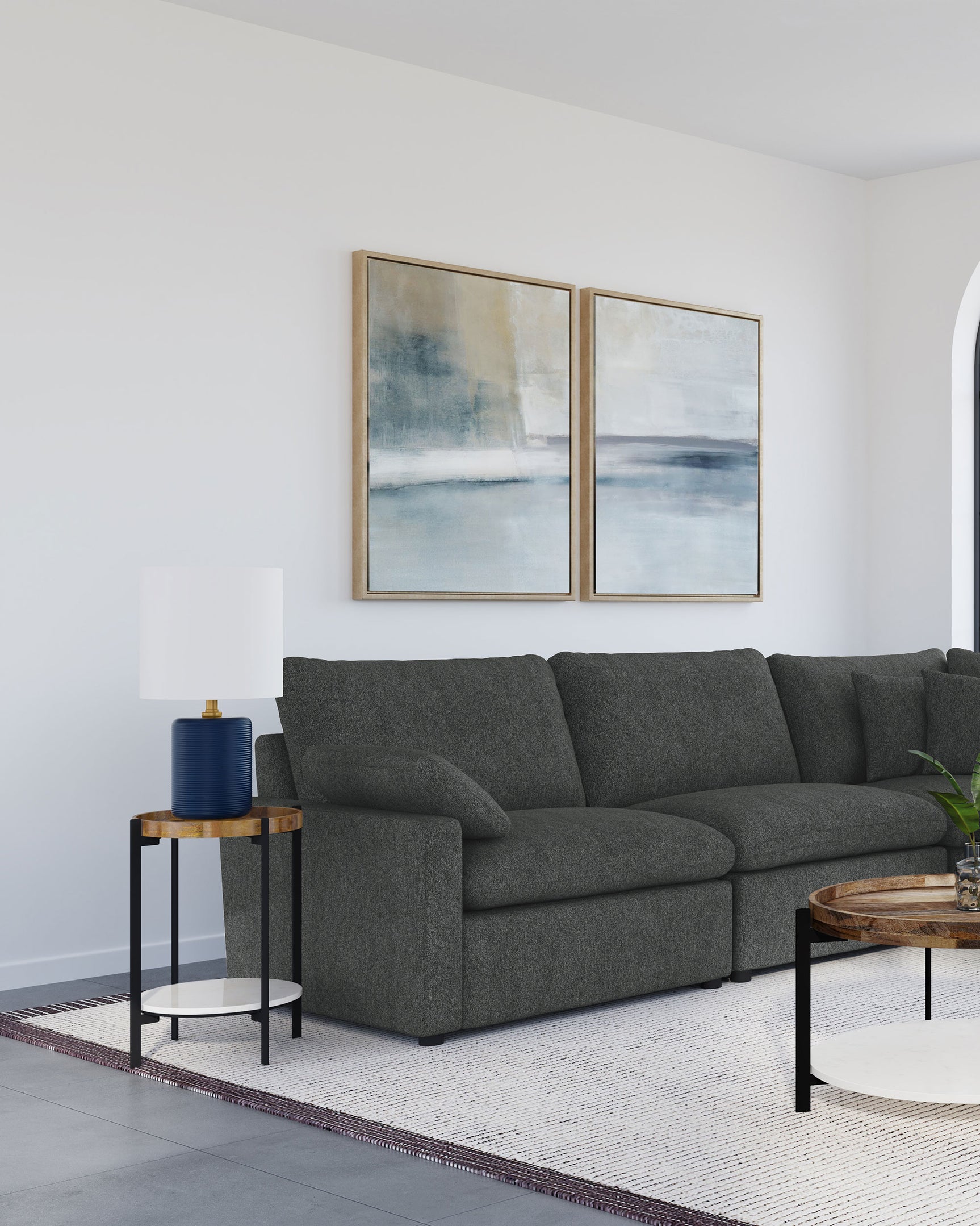 Collins Modular RAF Power Recliner Dark Grey - Tampa Furniture Outlet