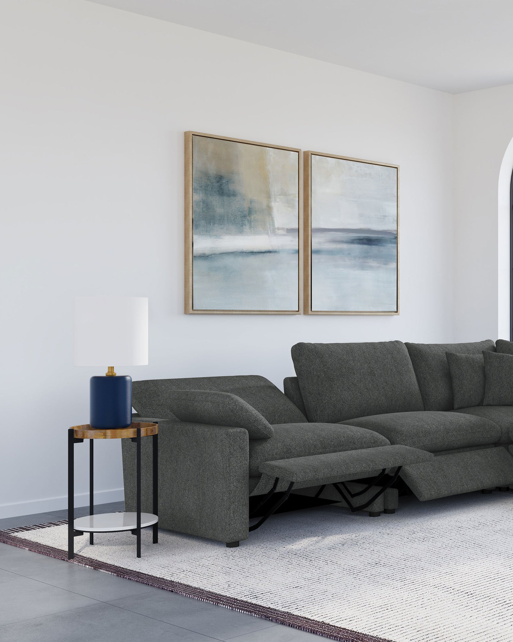 Collins Modular RAF Power Recliner Dark Grey - Tampa Furniture Outlet