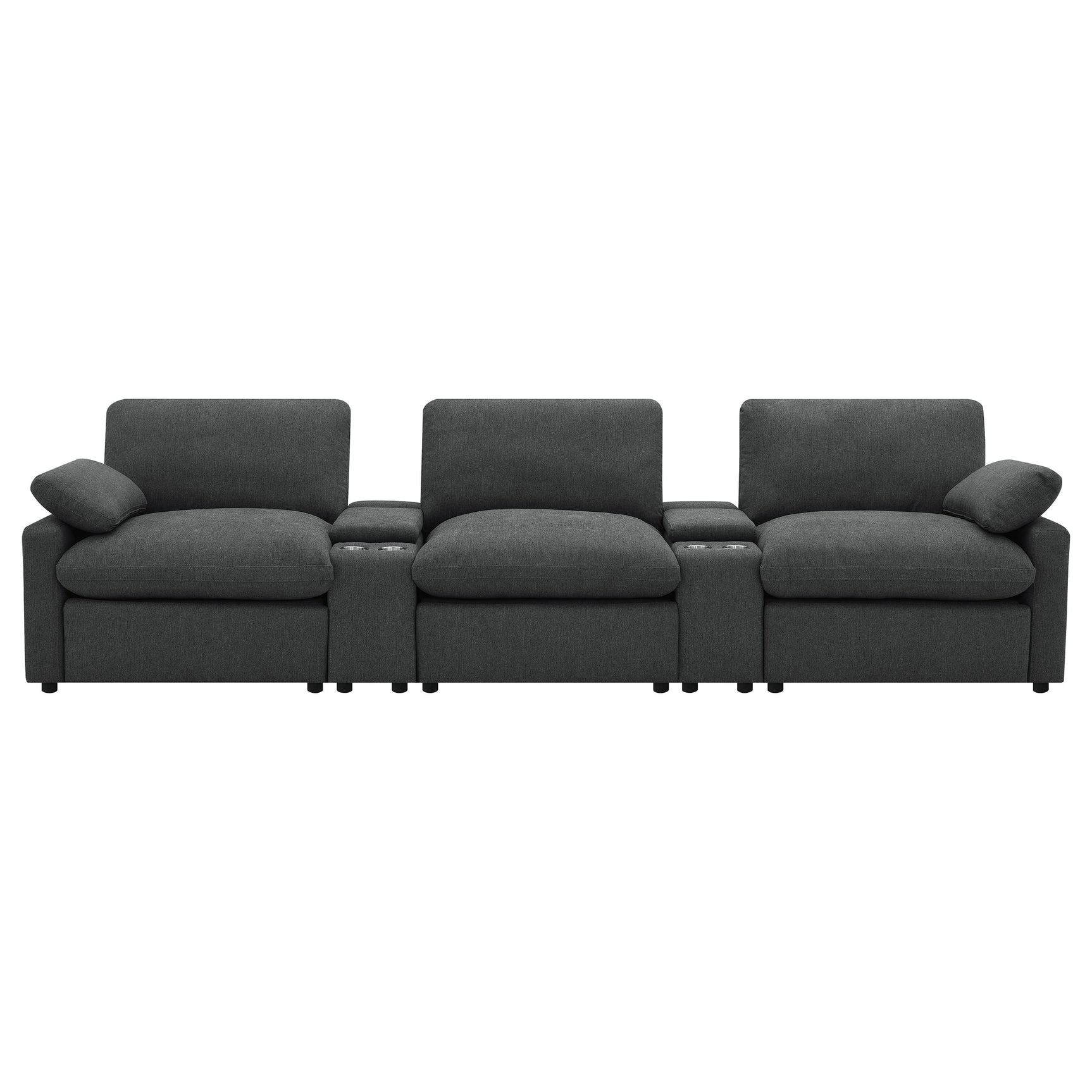 Collins 5-Piece Power Reclining Home Theater Seating Dark Grey - Tampa Furniture Outlet
