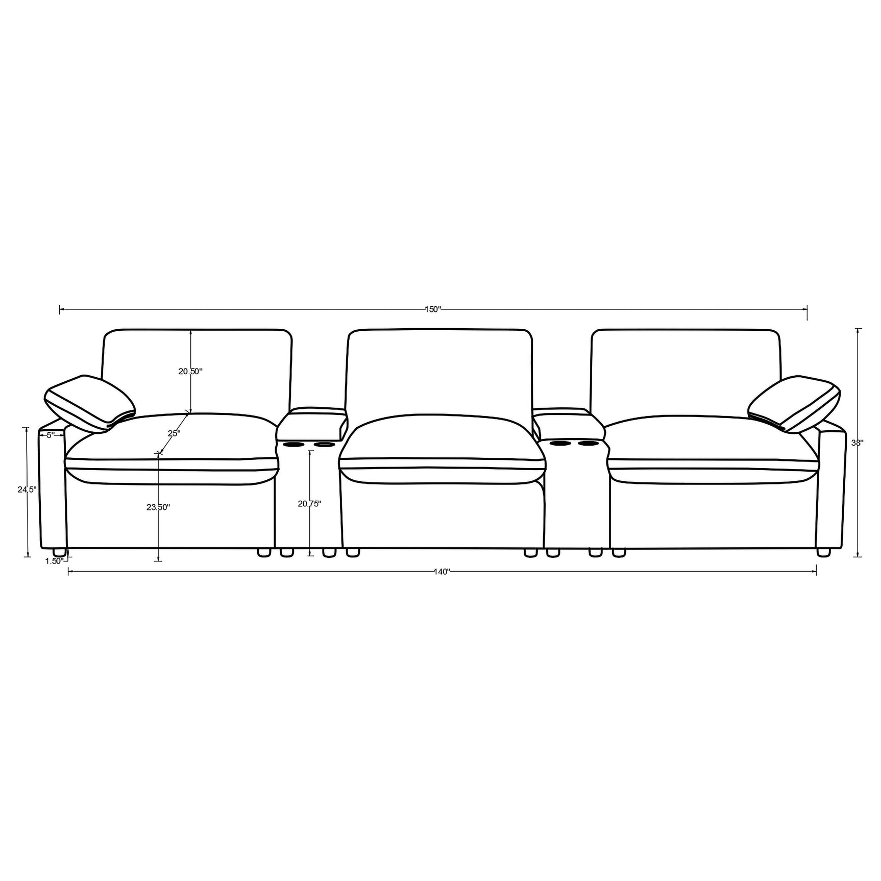 Collins 5-Piece Power Reclining Home Theater Seating Dark Grey - Tampa Furniture Outlet