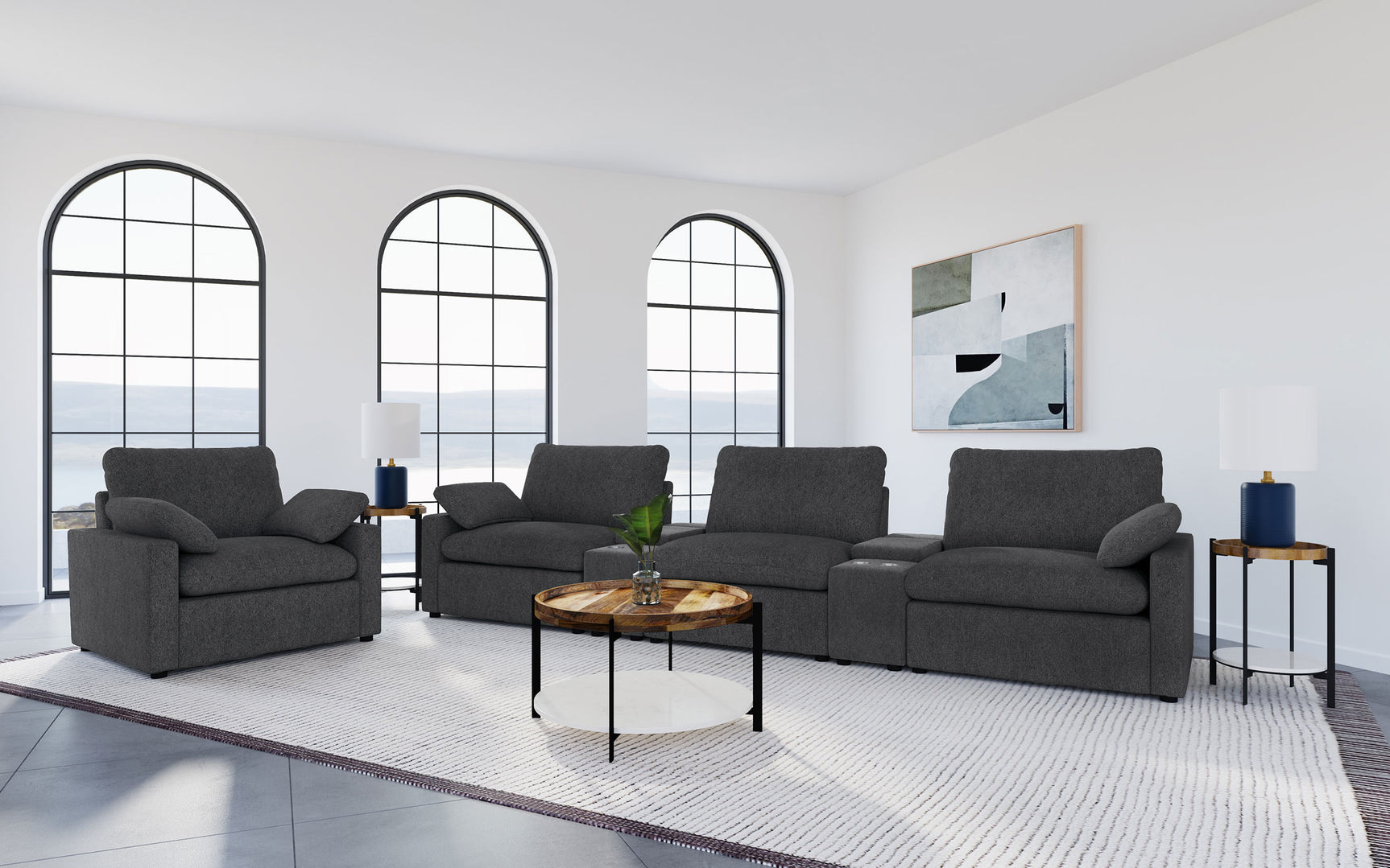 Collins Upholstered Power Recliner Chair Dark Grey - Tampa Furniture Outlet