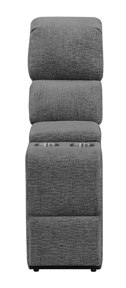 Bahrain Upholstered Console Charcoal - Tampa Furniture Outlet