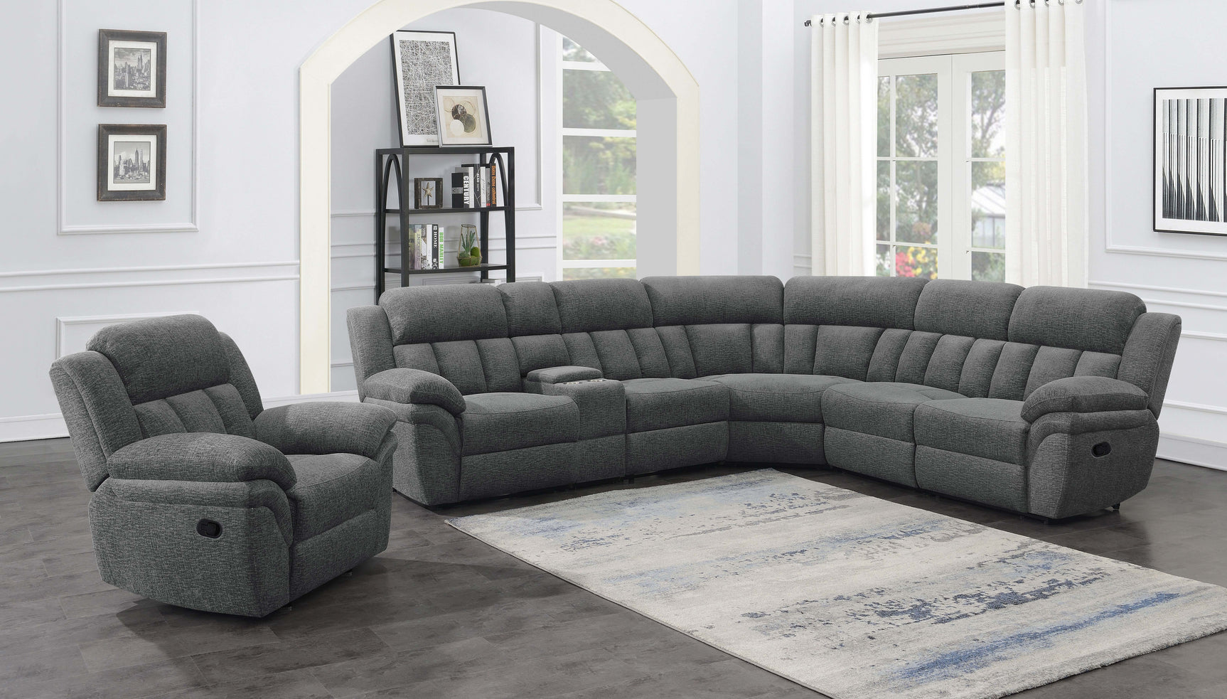 Bahrain 6-piece Modular Reclining Sectional Sofa Charcoal - Tampa Furniture Outlet