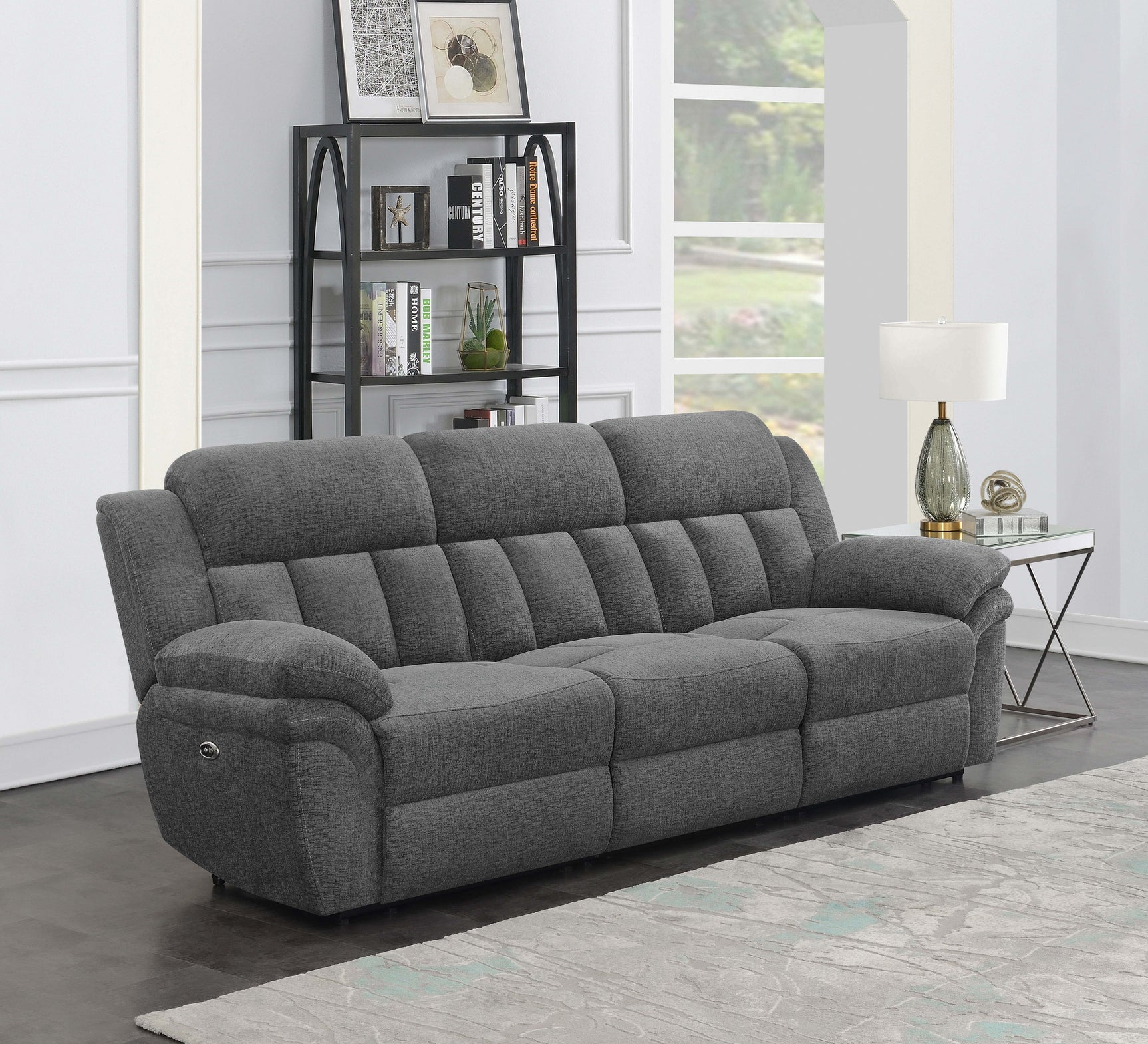 Bahrain Upholstered Power Sofa Charcoal - Tampa Furniture Outlet