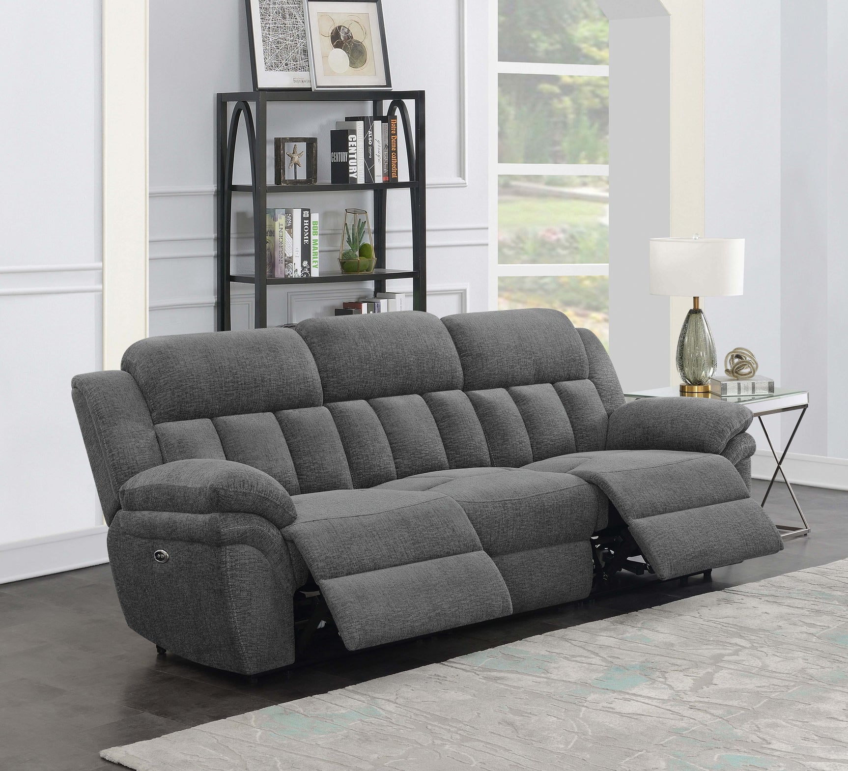 Bahrain Upholstered Power Sofa Charcoal - Tampa Furniture Outlet