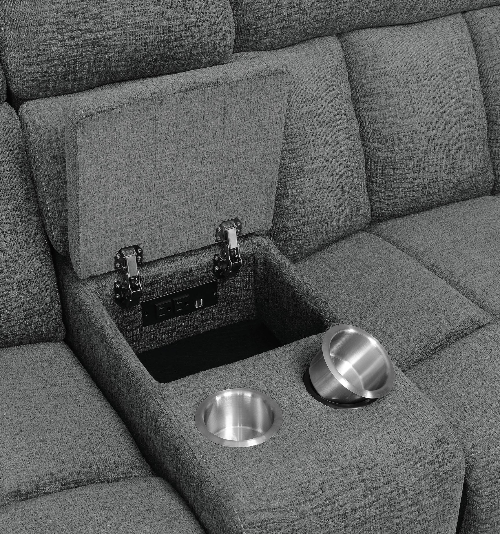 Bahrain 5-piece Upholstered Home Theater Seating Charcoal - Tampa Furniture Outlet