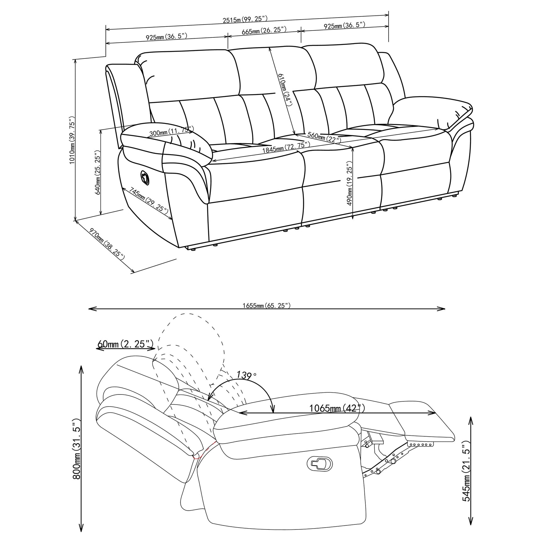 Bahrain Upholstered Motion Sofa Charcoal - Tampa Furniture Outlet