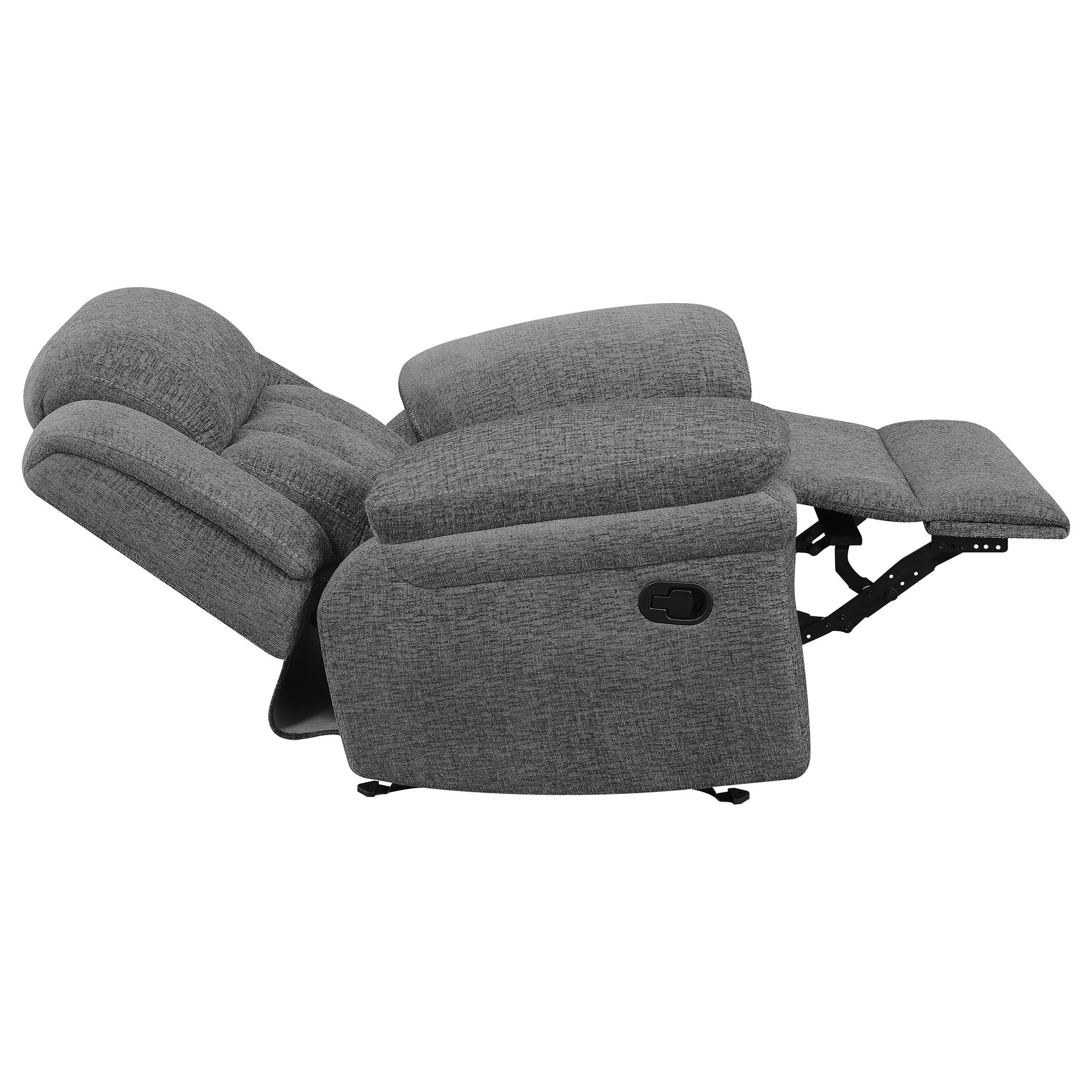 Bahrain Upholstered Glider Recliner Charcoal - Tampa Furniture Outlet