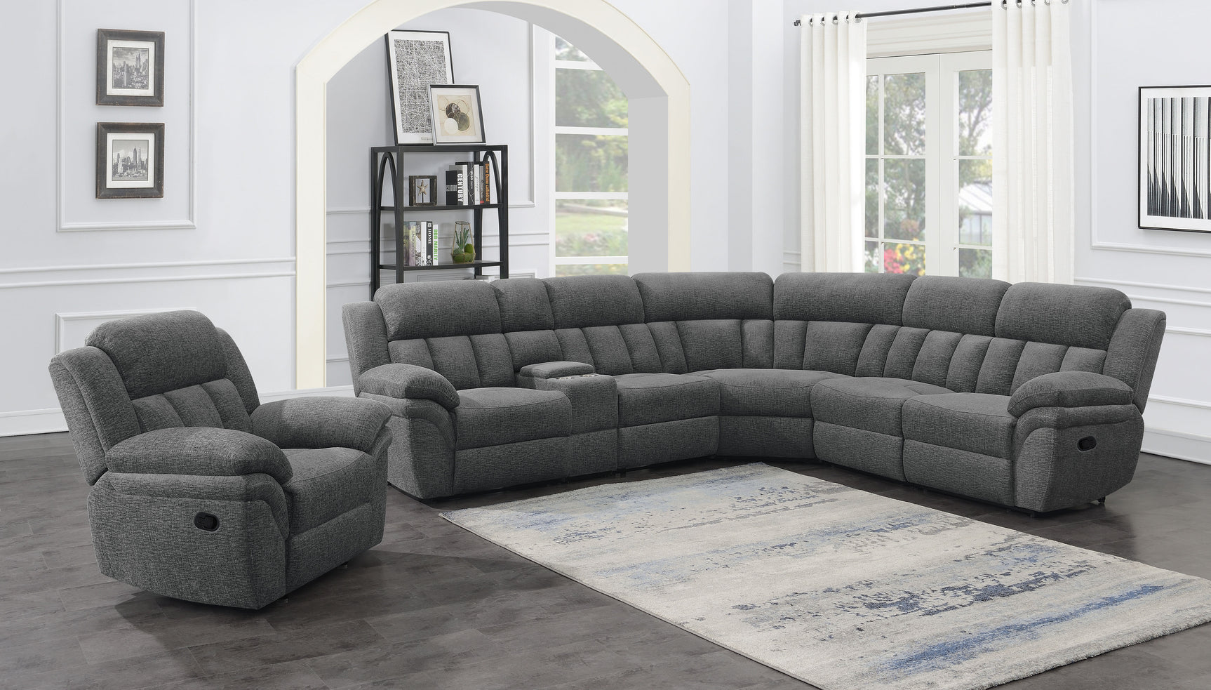 Bahrain Upholstered Glider Recliner Charcoal - Tampa Furniture Outlet