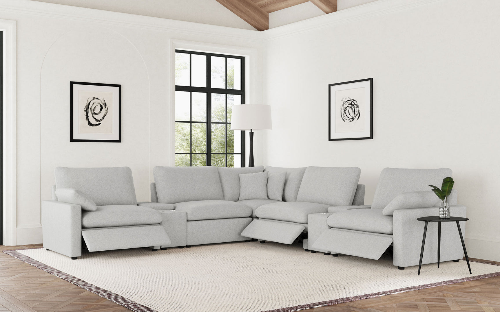 Collins 7-piece Modular Power Reclining Sectional Grey - Tampa Furniture Outlet