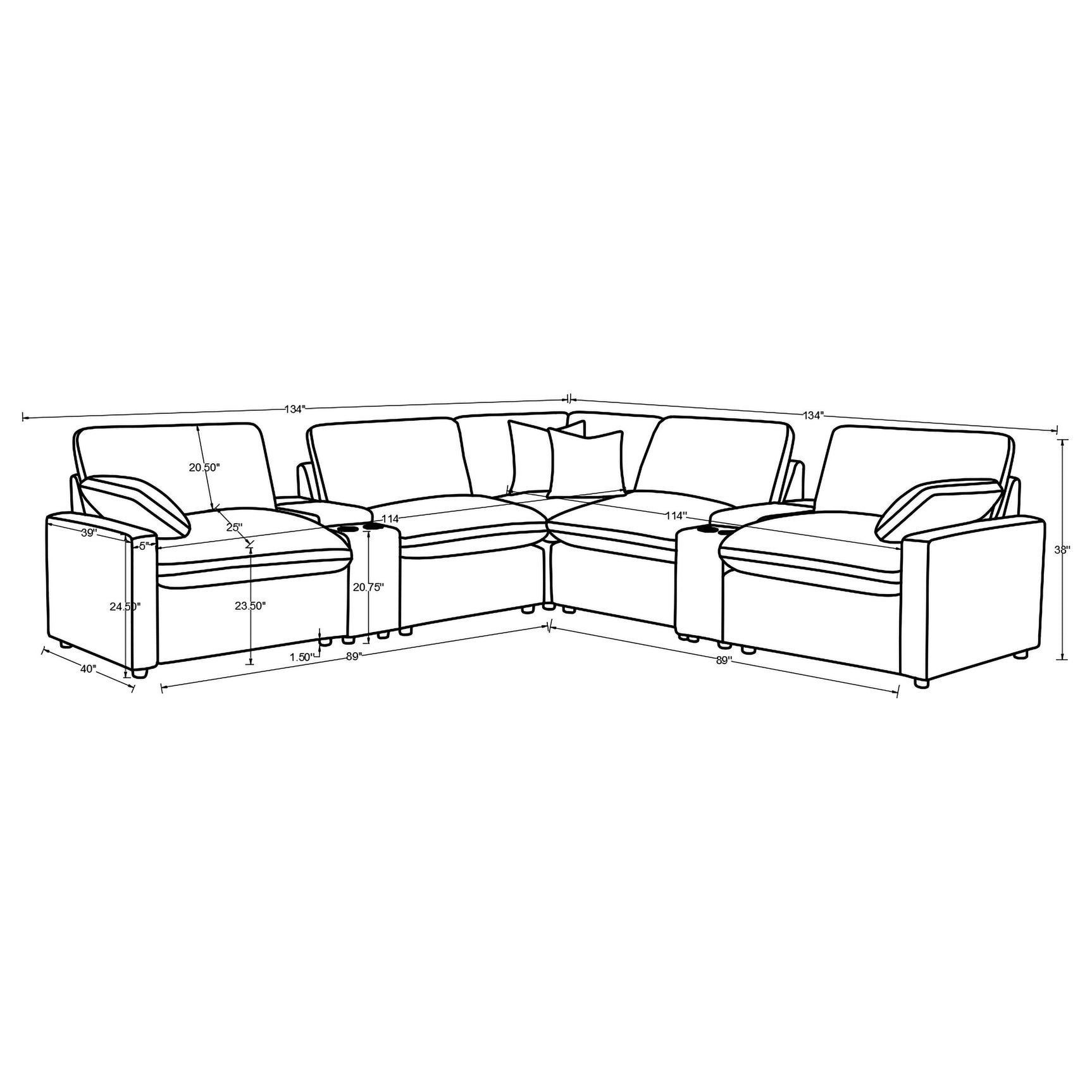 Collins 7-piece Modular Power Reclining Sectional Grey - Tampa Furniture Outlet