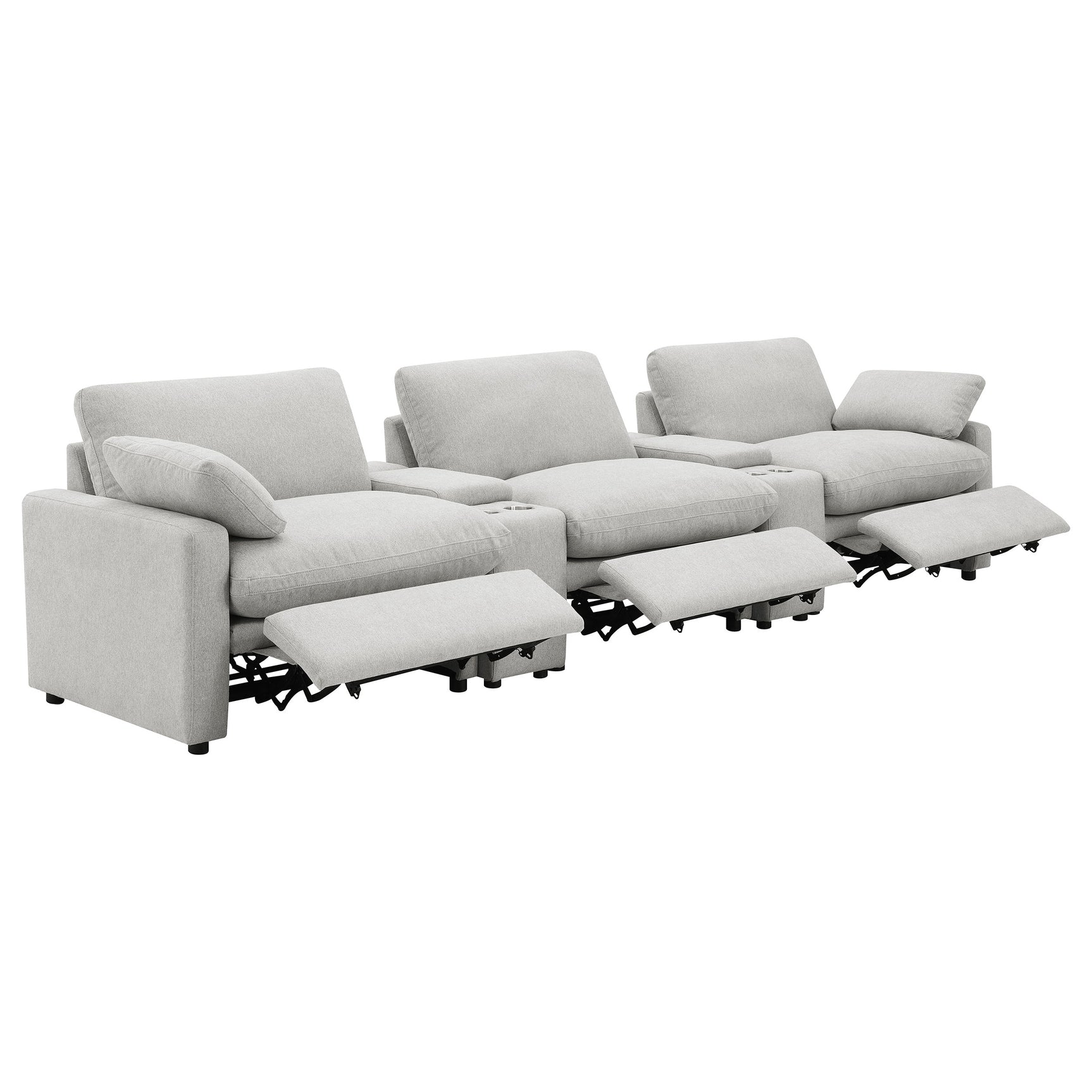 Collins 5-Piece Power Reclining Home Theater Seating Grey - Tampa Furniture Outlet