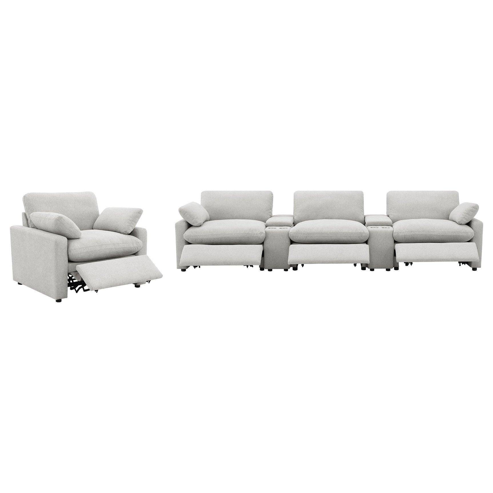 Collins Upholstered Power Recliner Chair Grey - Tampa Furniture Outlet